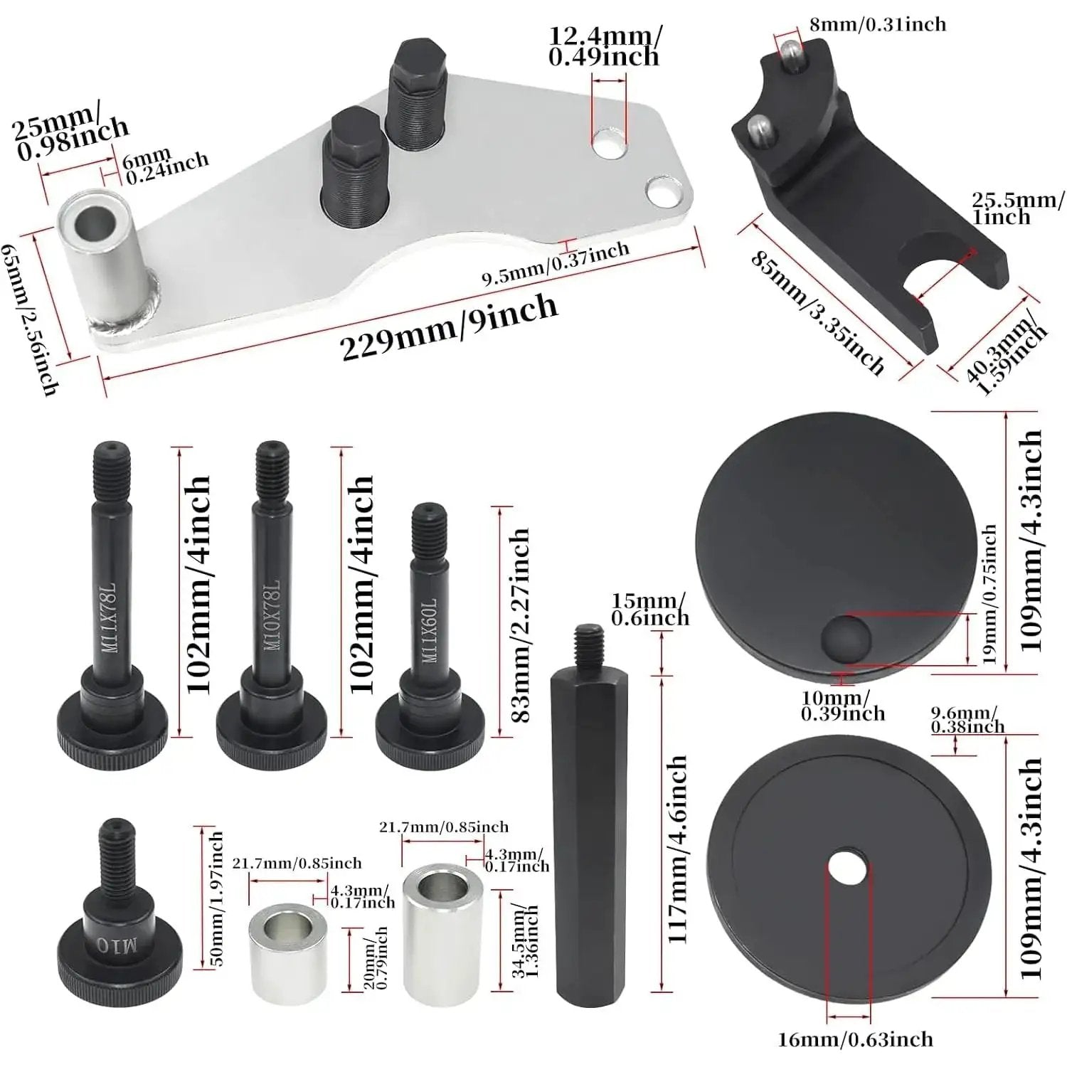 Vacuum Pump Sealing Cover Remover Installer For BMW N53 N54 N55 Engines with dimensions, compatible with OEM 118530 110290 118650