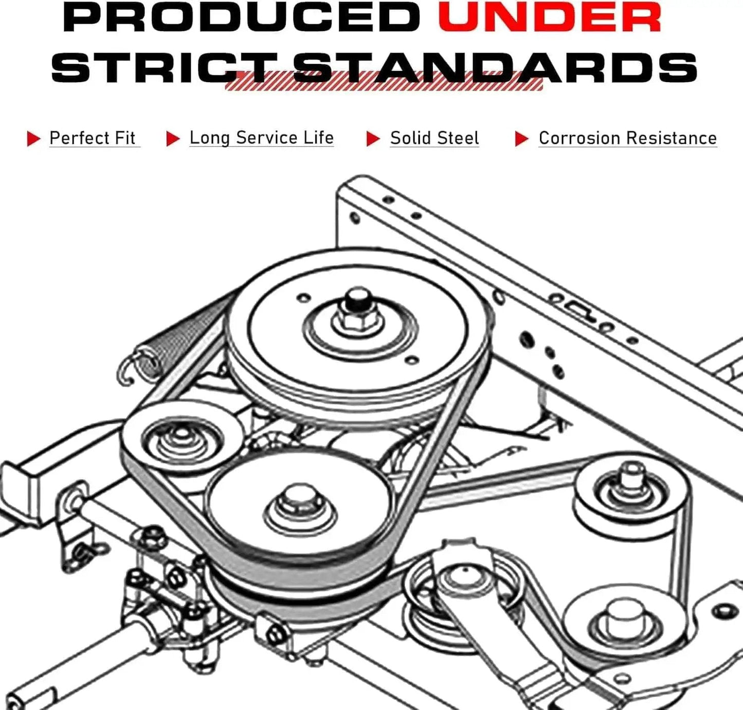 Diagram of Flat Idler Pulley Replacement For Husqvarna Ariens Craftsman AYP Lawn Mowers 532177968 showing belt tensioner system.