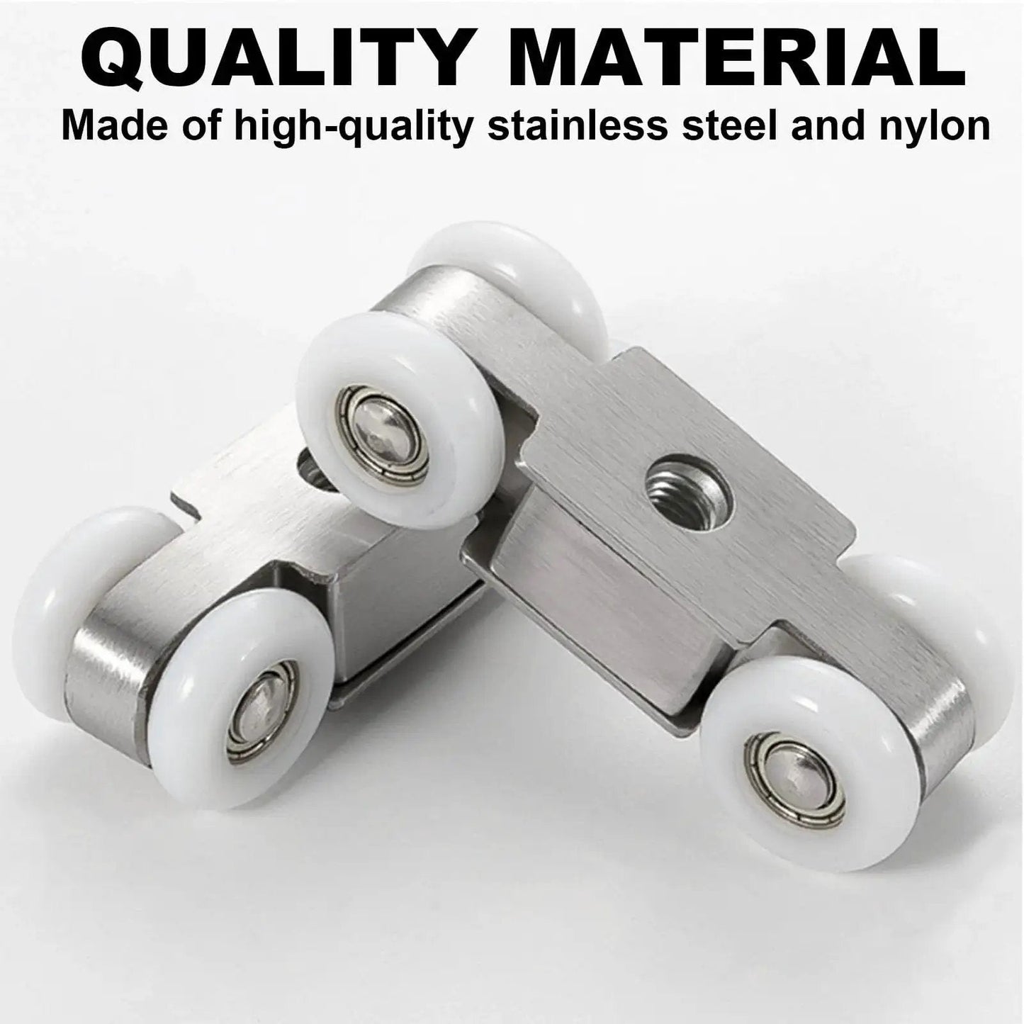 Four Wheel Stainless Steel Hanging Wheel Kit For Sliding Doors In Halls And Kitchen Cabinets Wardrobe Two Pack shown