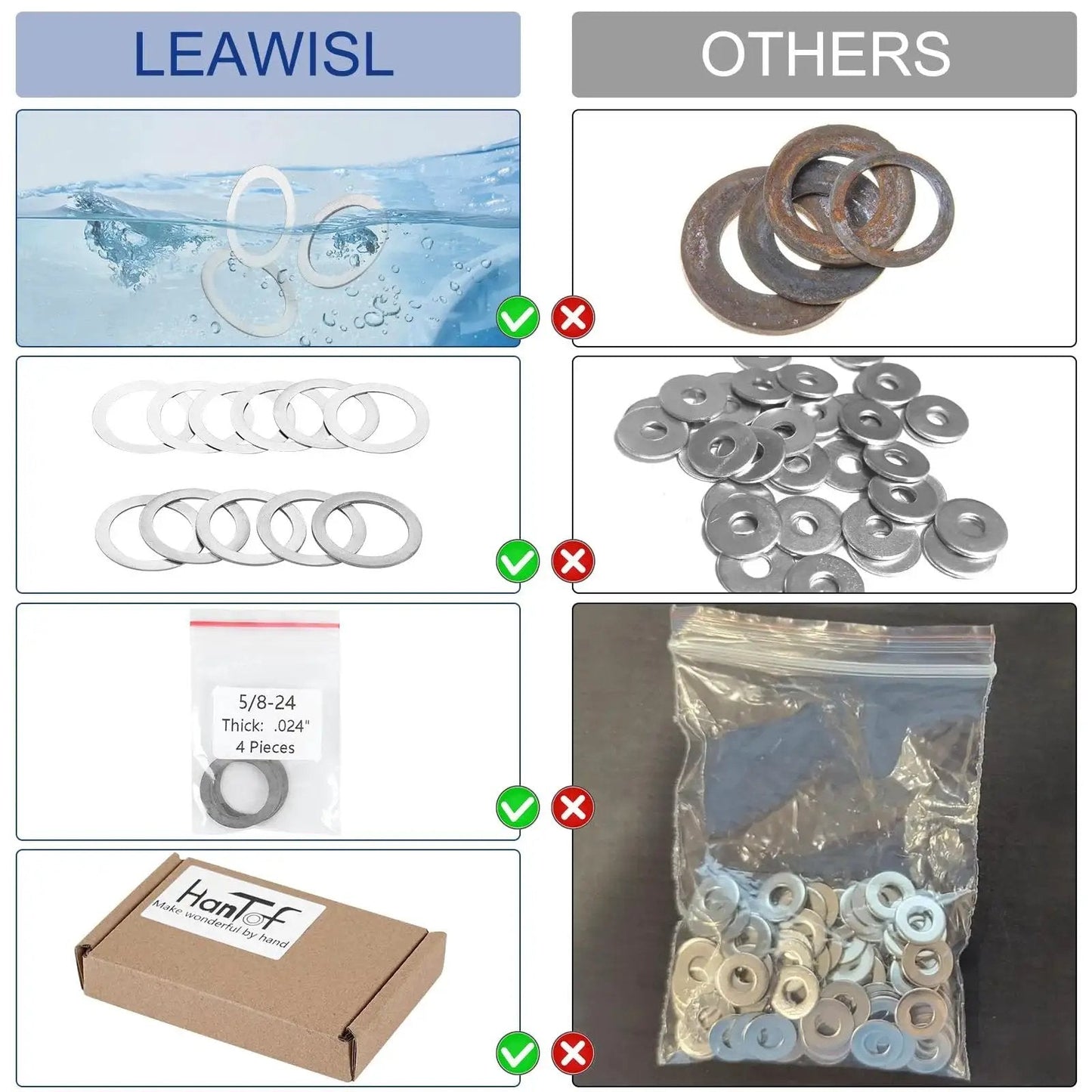 5/8 X 24 Barrel Shim Kit For Brake Timing And Alignment For 7.62mm And.308 Caliber, 44 pack, 304 stainless steel shims, comparison image
