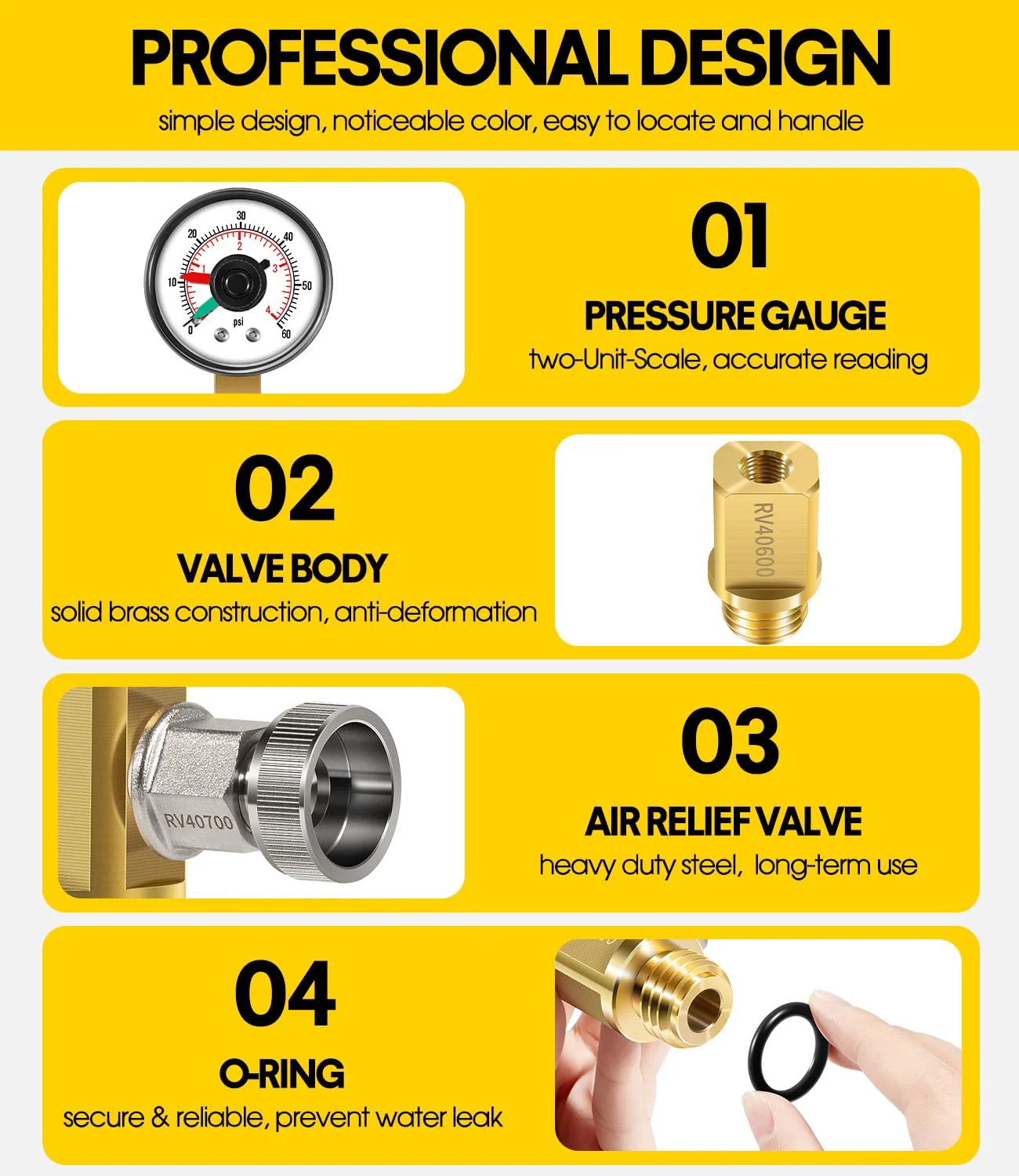 High Flow Manual Relief Valve For Pool And Spa Filters With Pressure Gauge DearChan Brass Assembly 98209800 RV40600 Replacement parts