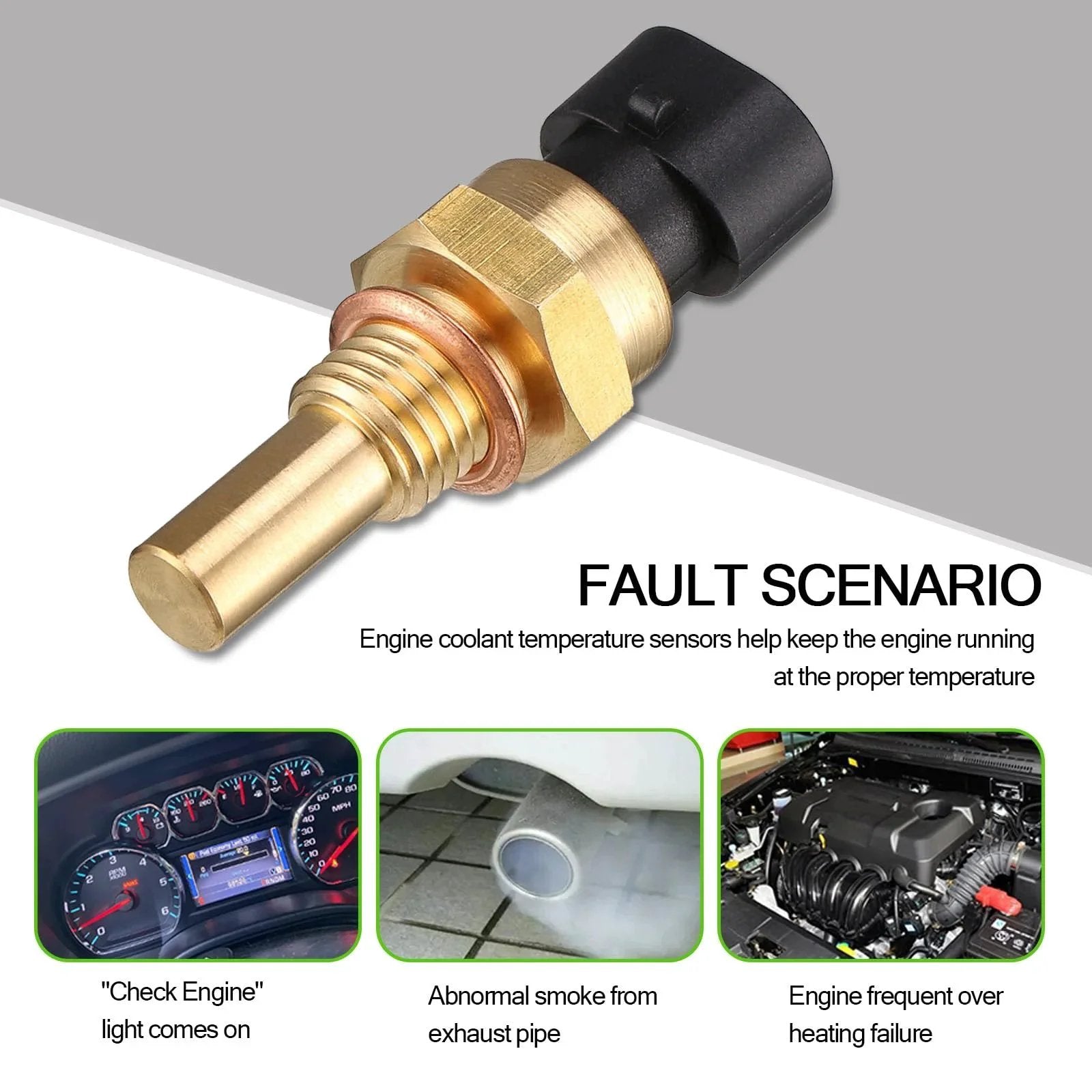 Engine Water Temperature Sensor For Cars Reliable Cooling Temperature Sensor Replacement Part Fits Delphi Gold And Black Metal Body