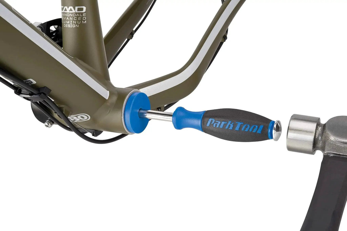 BBT304 BB30 Bottom Bracket Bearing Tool installing BB30 bearing with precision bushing in bicycle frame.