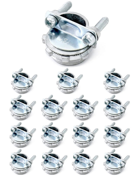 16 Piece Clamp Type Cable Connectors Set For Metallic Conduit Quick Install Half Inch Steel Zinc Alloy Anti Rust Heavy Duty Construction Easy To Install Through Electrical Box Punch Outs