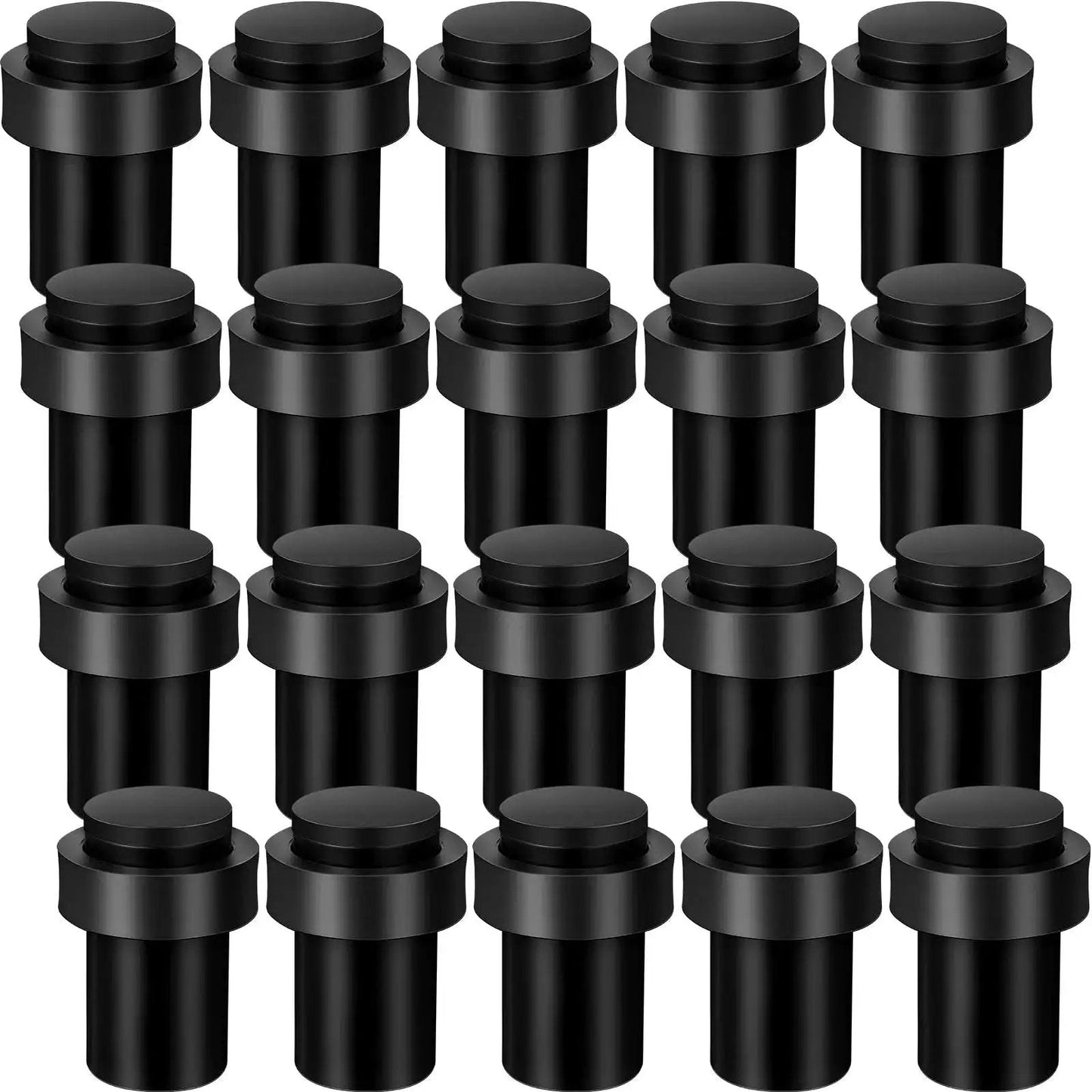 30 Pack Black Stainless Steel Door Stopper Floor Stops Cylindrical Rubber Bumpers For Bottom Or Top Of Doors, Wall Protector Durable Mounting Holders, Modern Decorative Door Accessories For Home Office And Commercial Use