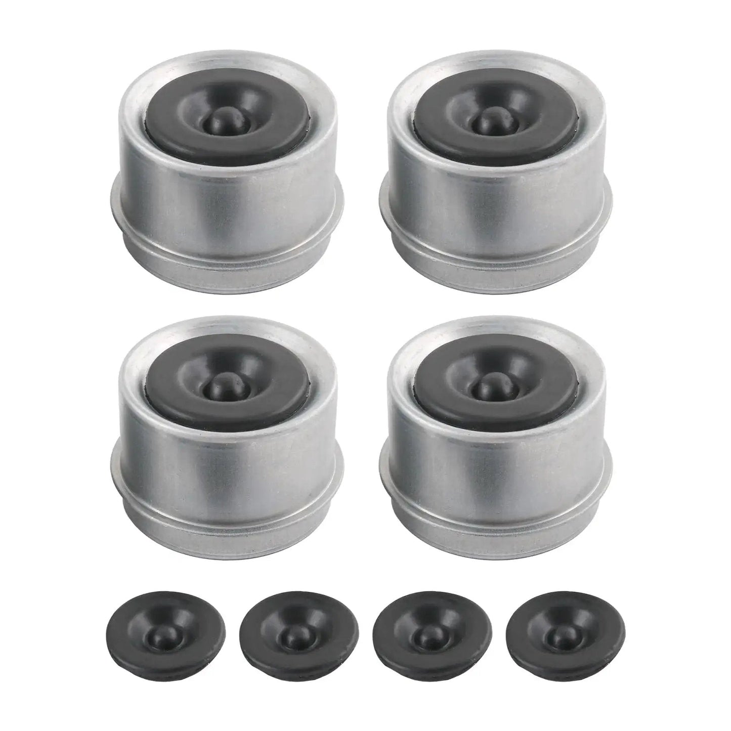 4 Pack 1.98 Inch Trailer Axle Dust Cap Hub Grease Cover Kit With Extra Rubber Plugs For Most 2000 To 3500 Pound Axles Dexter EZ Lube