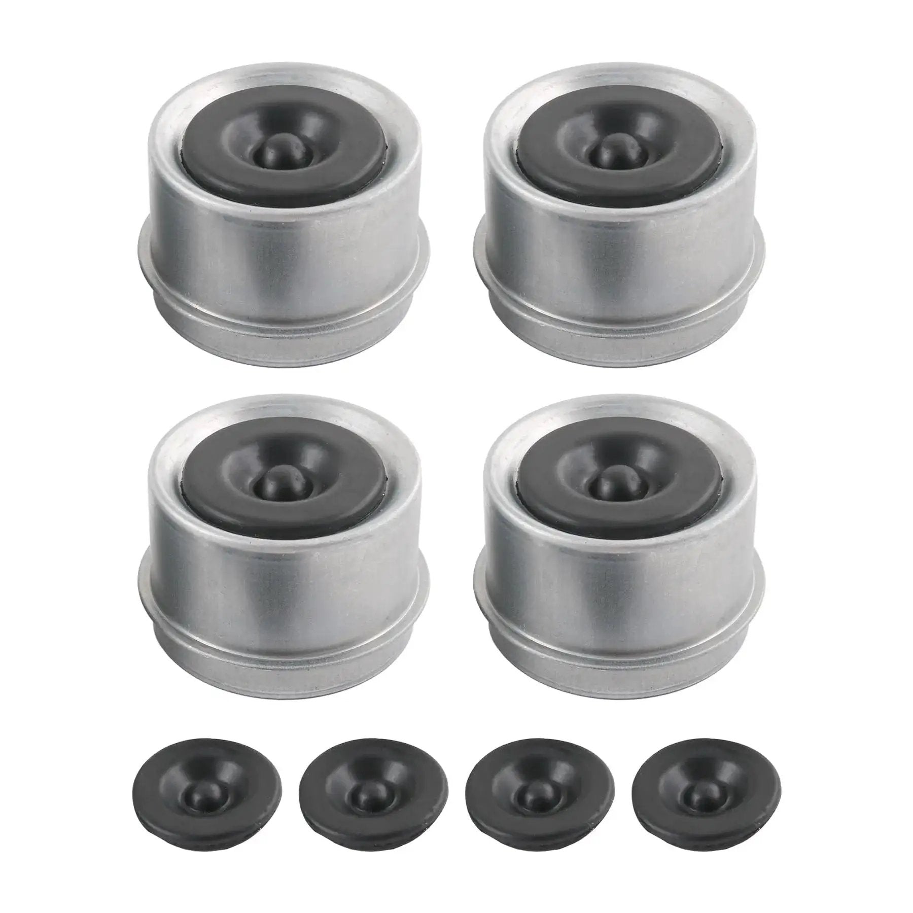 4 Pack 1.98 Inch Trailer Axle Dust Cap Hub Grease Cover Kit With Extra Rubber Plugs For Most 2000 To 3500 Pound Axles Dexter EZ Lube