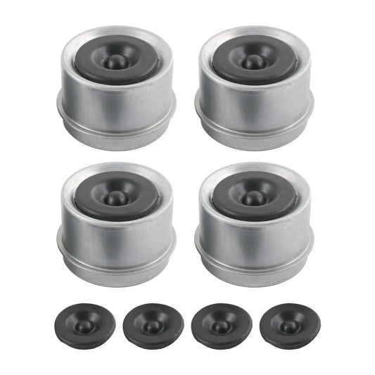 4 Pack 1.98 Inch Trailer Axle Dust Cap Hub Grease Cover Kit With Extra Rubber Plugs For Most 2000 To 3500 Pound Axles Dexter EZ Lube
