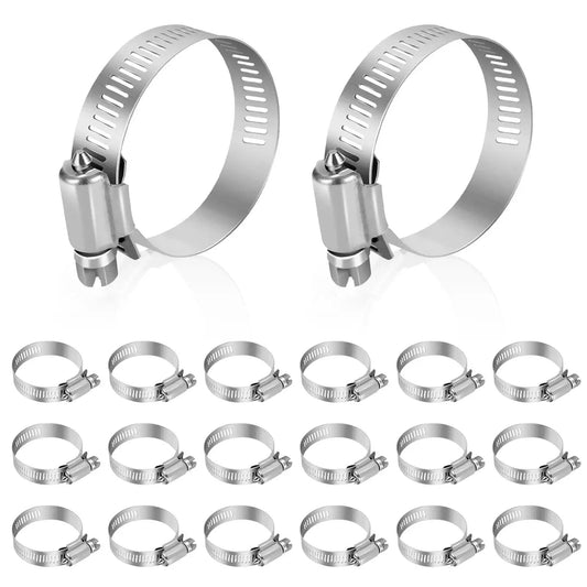 Twenty Pack Stainless Steel Hose Clamps One And A Quarter Inch To Two And A Quarter Inch Adjustable Worm Gear Kit For Fuel Line