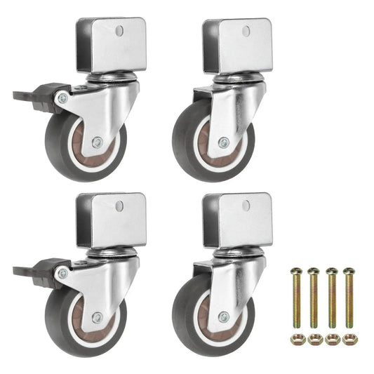 2 Inch Caster Wheels 4 Pack With 2 Brakes And 2 Swivel Casters For Furniture Office Chairs Carts And Cabinets 55 lb Capacity