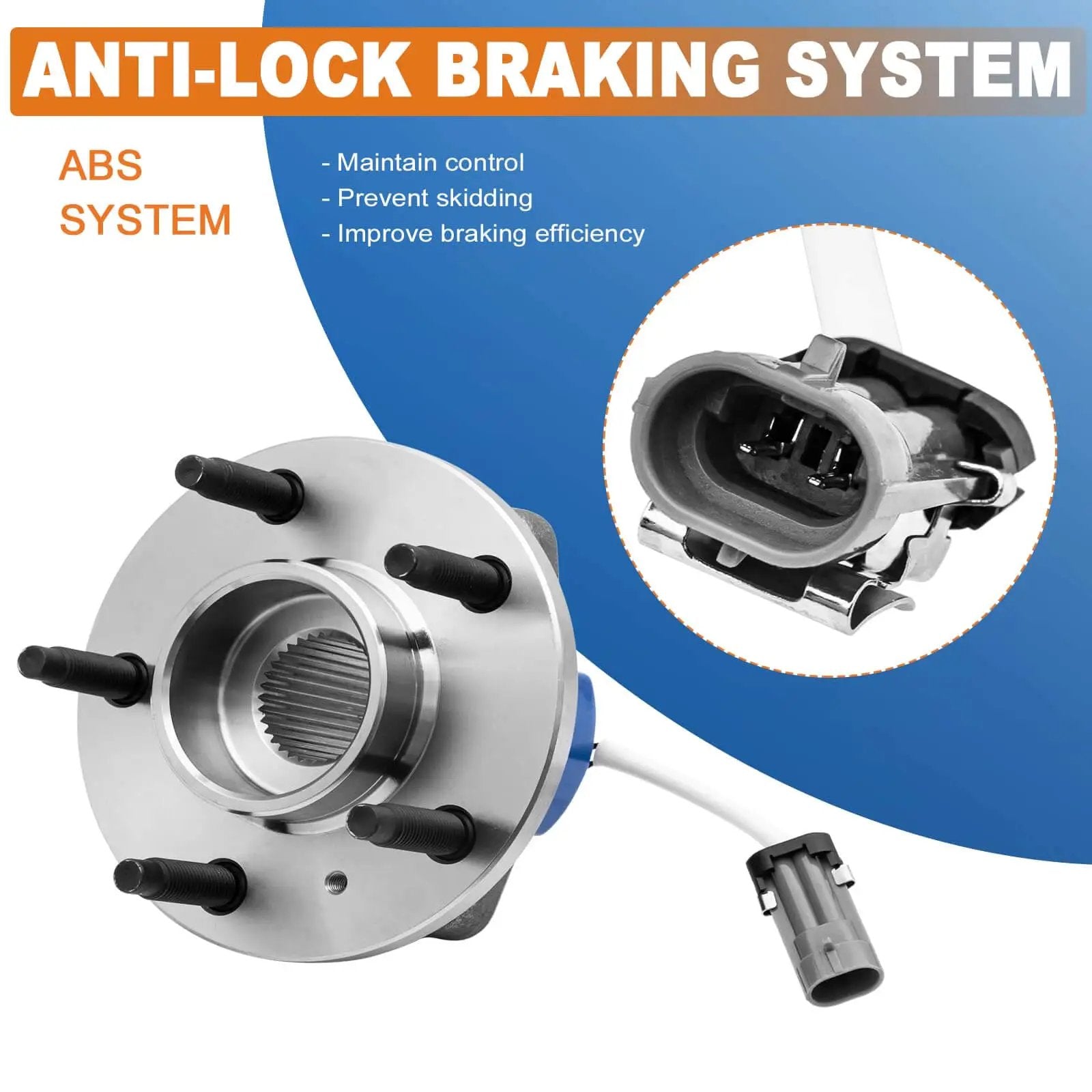 Pair Front Wheel Hub Bearing Assemblies 513121 Fits Chevy Impala 2000-2013 with ABS system integration