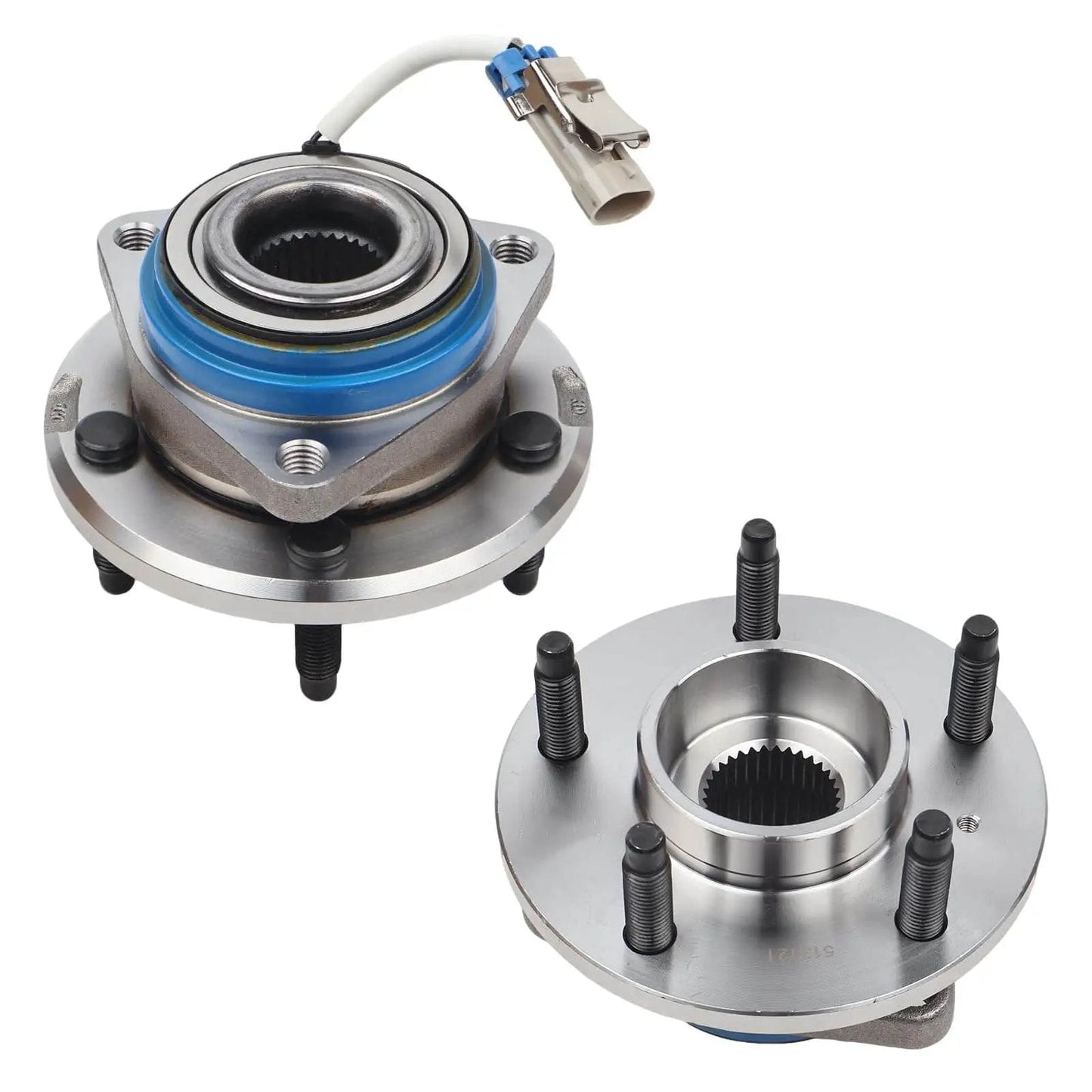 Front/Rear Sealed Wheel Hub and Bearing Assembly 513121, 2pc Set for Cadillac, Chevrolet, Buick, 5-lug w/ABS