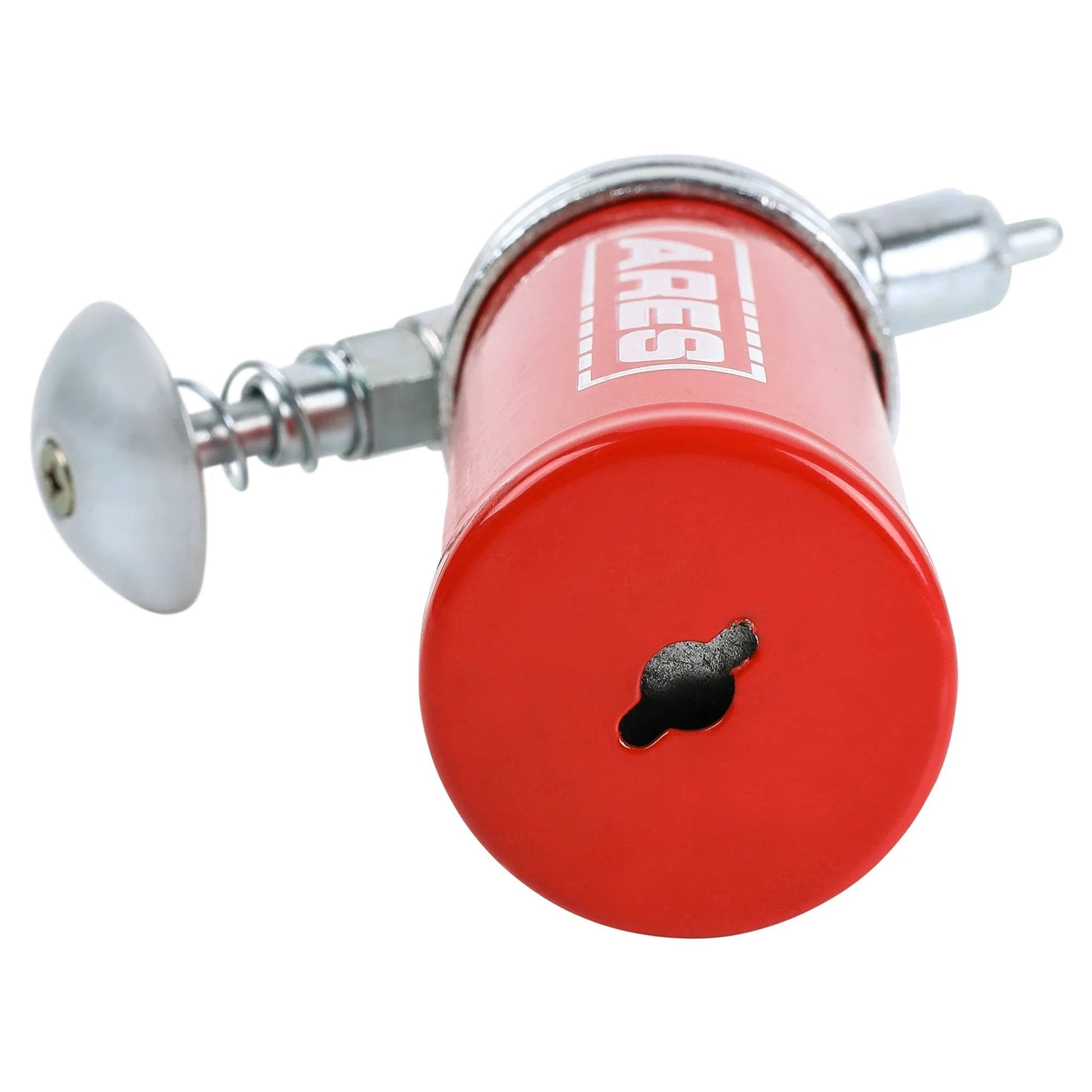 Push Type Mini Grease Gun With Needle Nozzle For Small Fittings, Grab And Go One Handed Operation, 3 Ounce Capacity, 3000 PSI Working Pressure, ARES 53010, close-up view