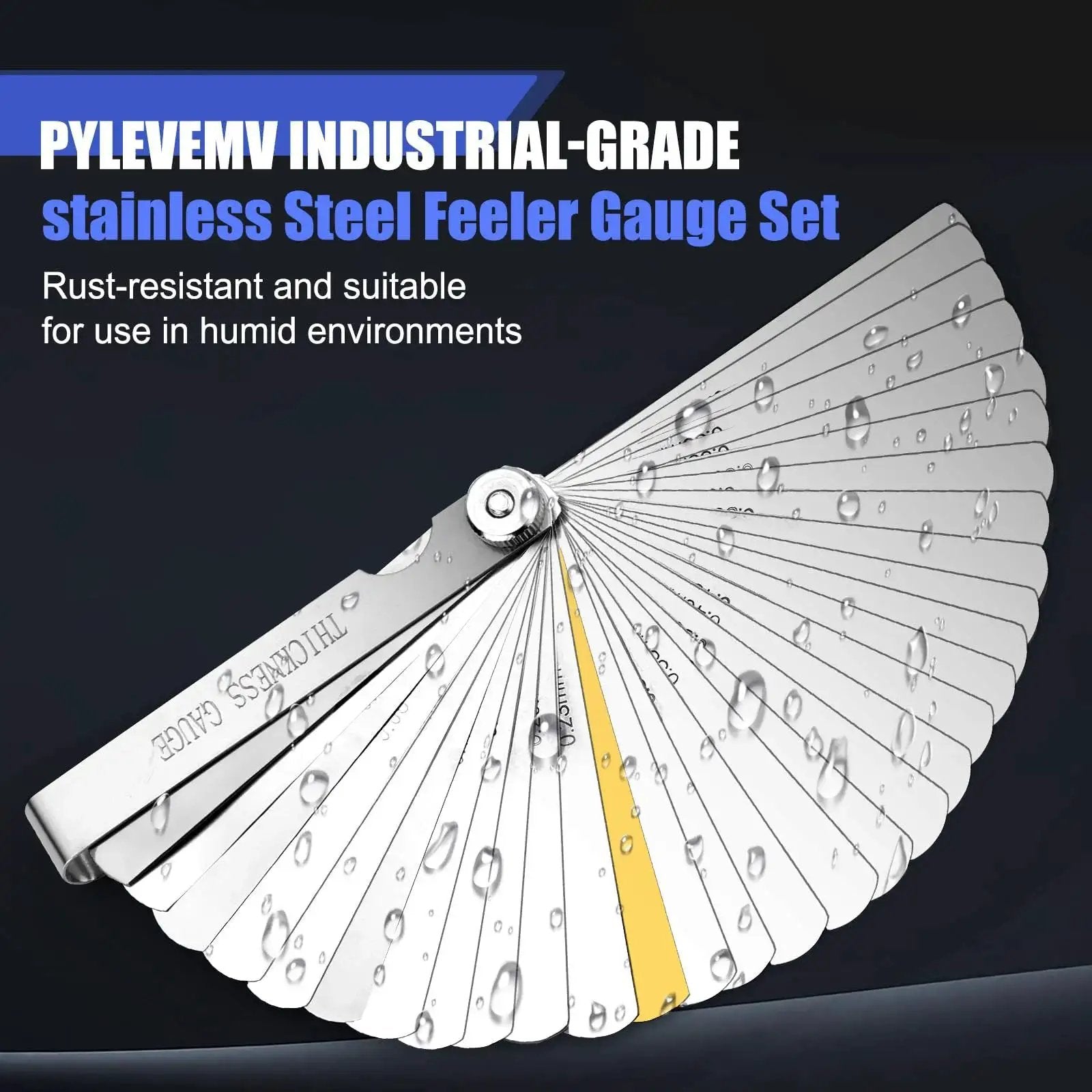 High Precision Pro Grade Feeler Gauge Set With 32 Straight Blades And 16 Offset Fillers Stainless Steel Dual Marked SAE And Metric