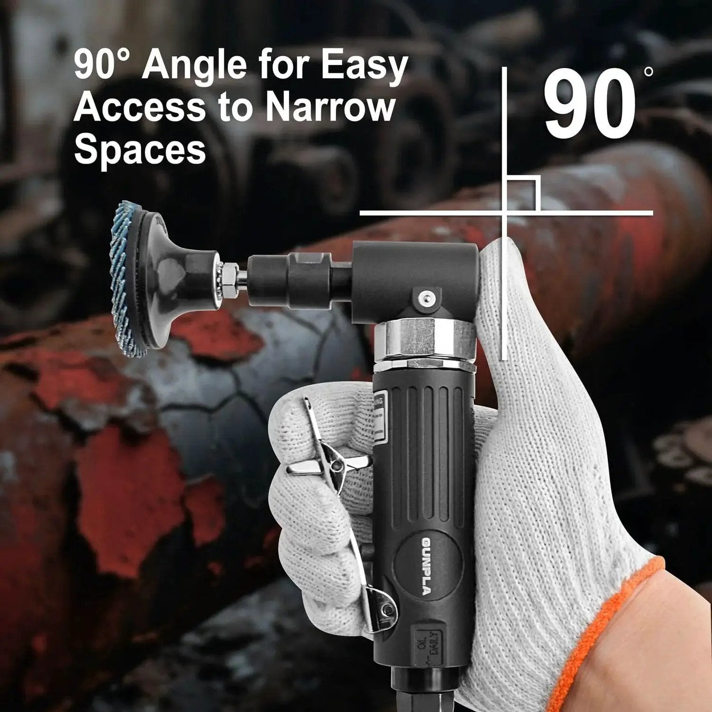 One Quarter Inch Angle Air Die Grinder With 90 Degree Head And 20000 RPM Beefy Heavy Duty Tool Kit Including 26 Two Inch Roll Lock Sanding Discs For Grinding Deburring Engraving Polishing Rust Removal And Surface Prep