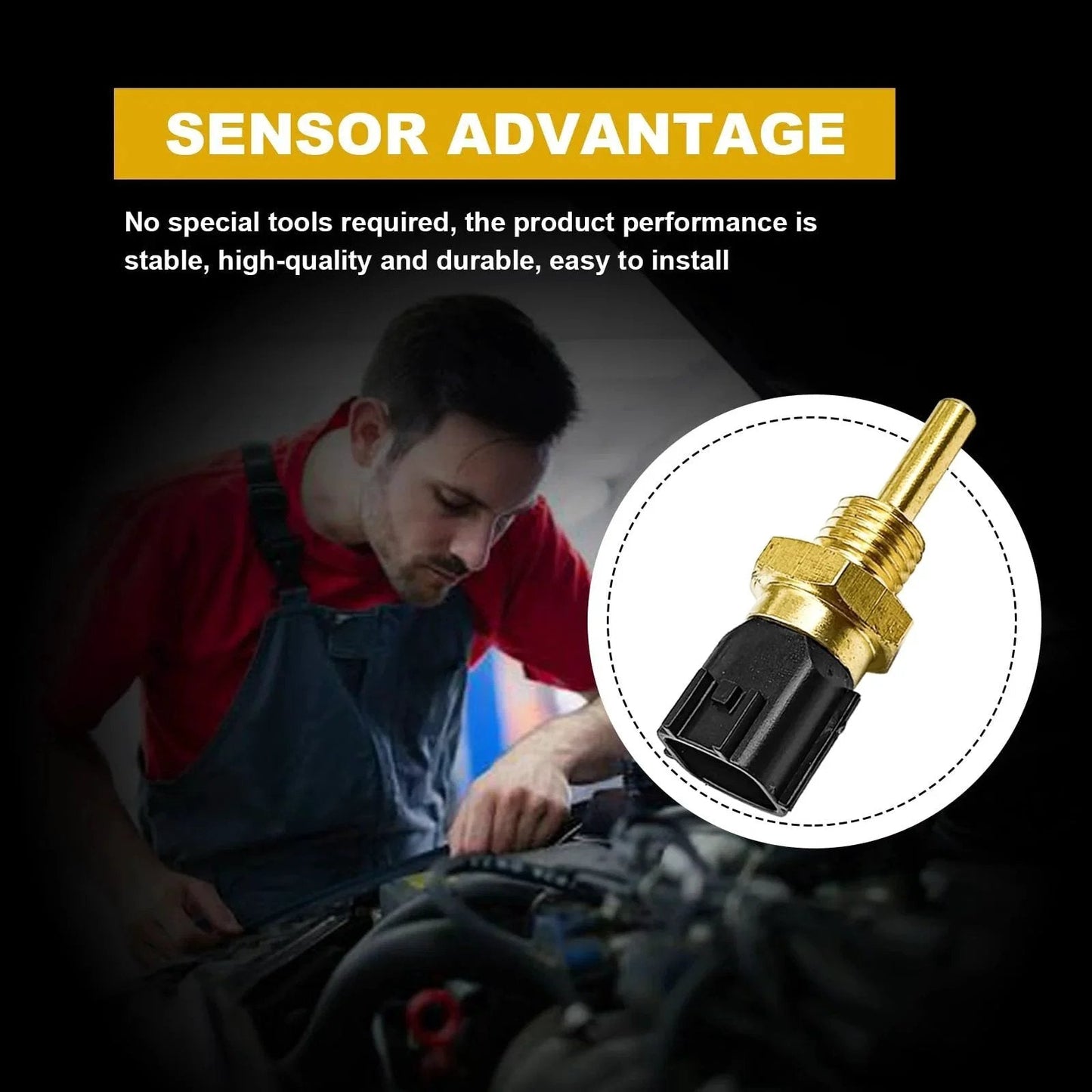 Close-up of Coolant Temperature Sensor Replacement For Nissan Armada Versa Altima Titan Rogue Maxima Quest Sentra And Infiniti