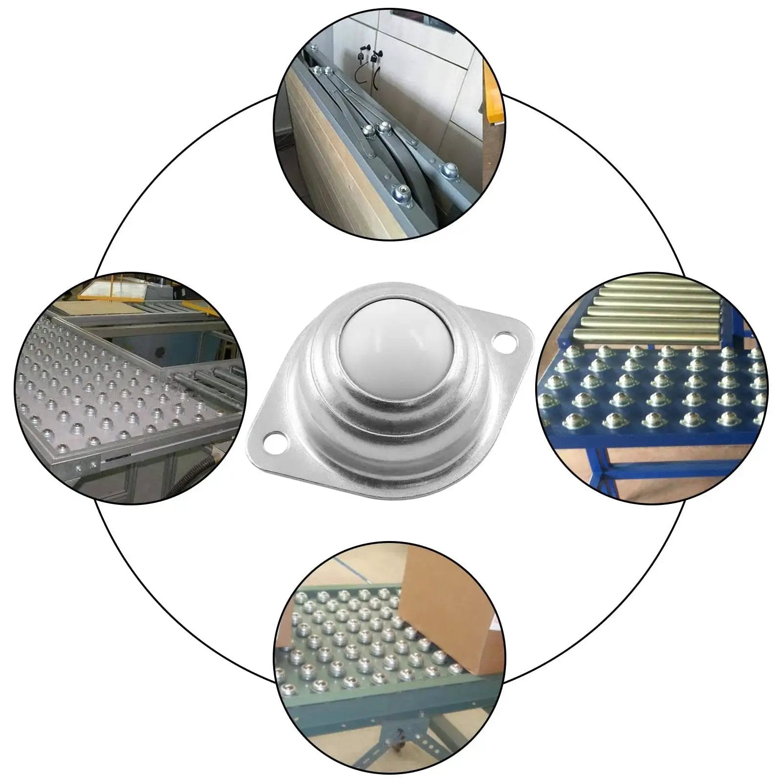 Eight Pcs 1 Inch Ball Transfer Bearings Set Nylon Conveyor Ball Rollers With 360 Degree Rotation Each Ball Supports Up To 66 Lbs