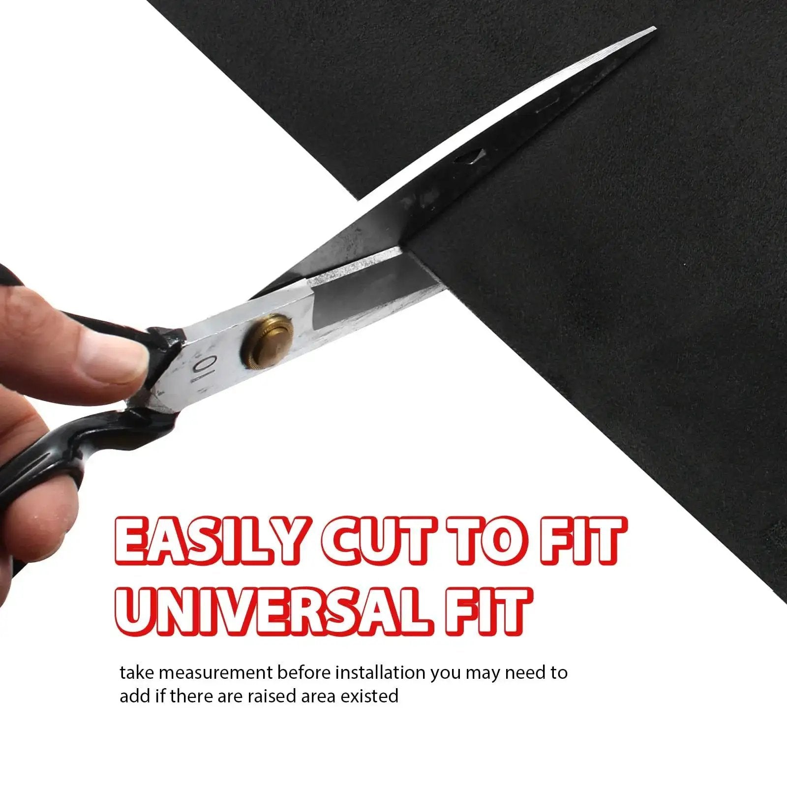 Cutting black suede headliner fabric with foam backing, 79x60 inches for auto DIY use.