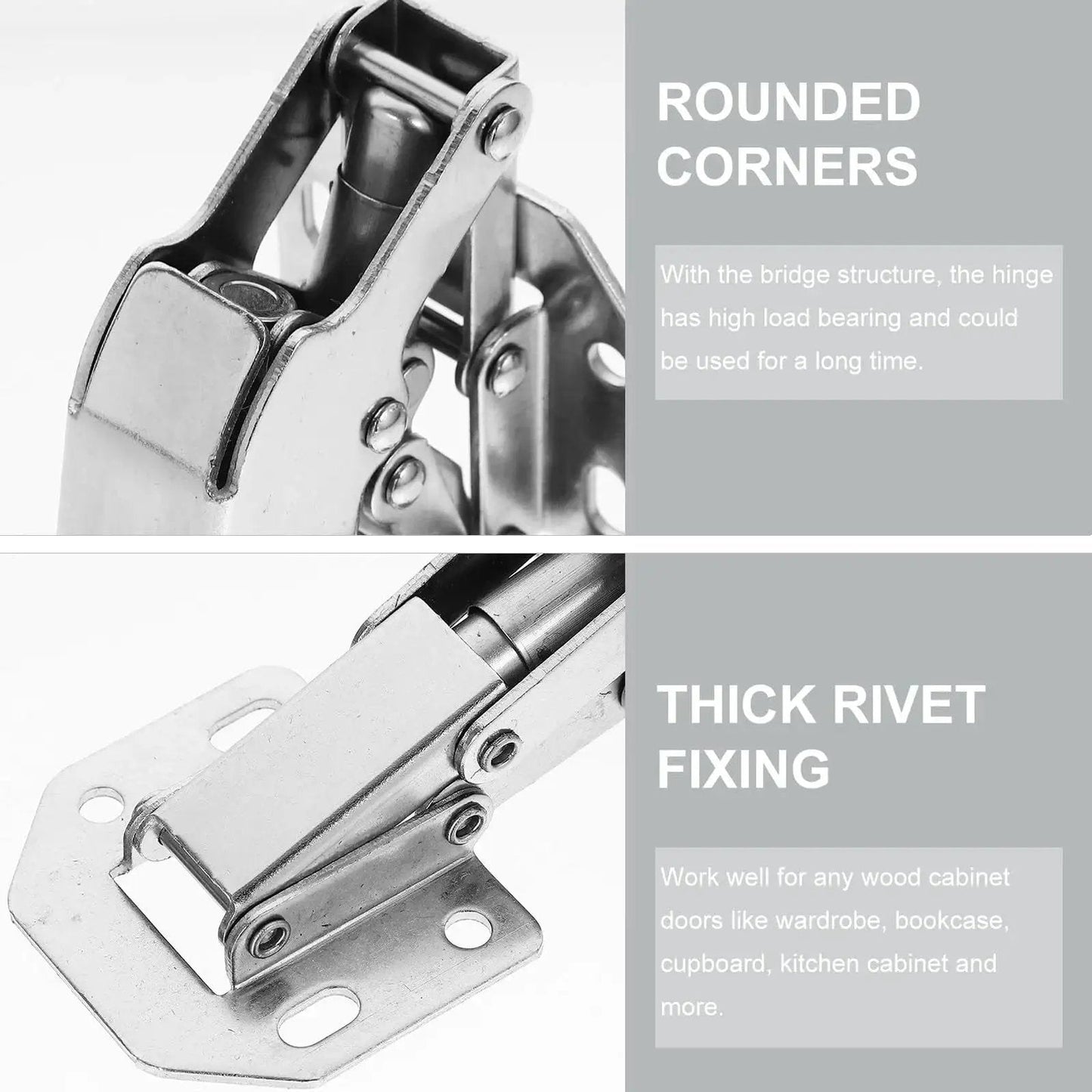 Hydraulic Soft Close Wardrobe Hinge Set Two Pack Concealed Cabinet Door Hinges with thickened base, close-up view