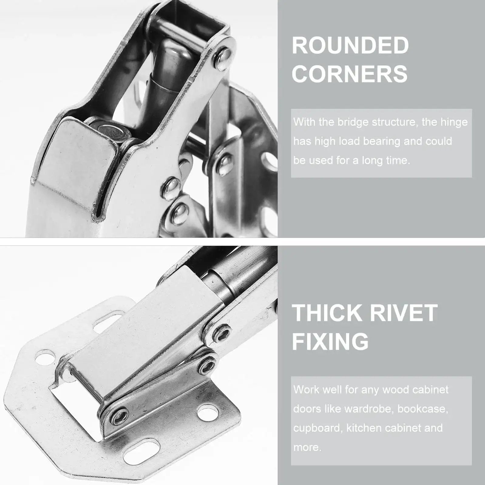 Hydraulic Soft Close Wardrobe Hinge Set Two Pack Concealed Cabinet Door Hinges with thickened base, close-up view
