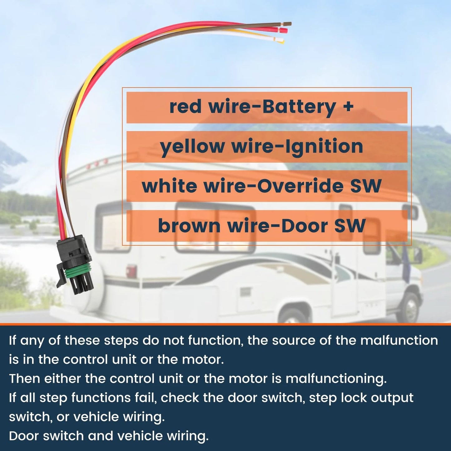 Beef Up Your RV Step System With A Curved Linkage Conversion Kit For Kwikee 22 23 28A 30 32 33 34 35 36 38 40 Series Steps Replacement Durable 379160 909510000 379147 Sobalai wiring instructions with red, yellow, white, brown wires.