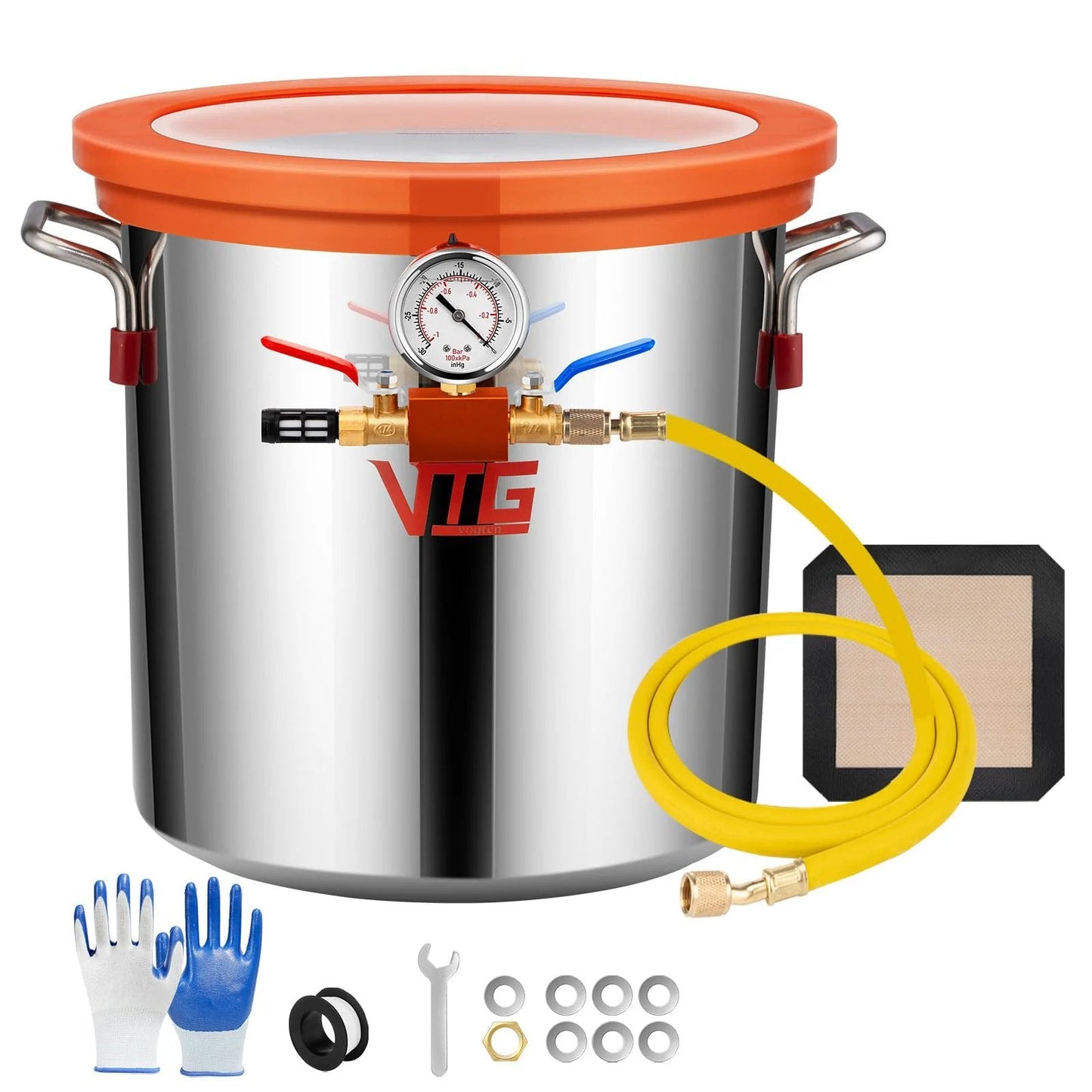 5 Gallon Vacuum Chamber With Tempered Glass Lid For Stabilizing Wood Resin Silicone And Epoxies, Heavy Duty 304 Stainless Steel Degassing Chamber That Delivers Bubble Free Crafts Reliable Performance And Long Lasting Durability