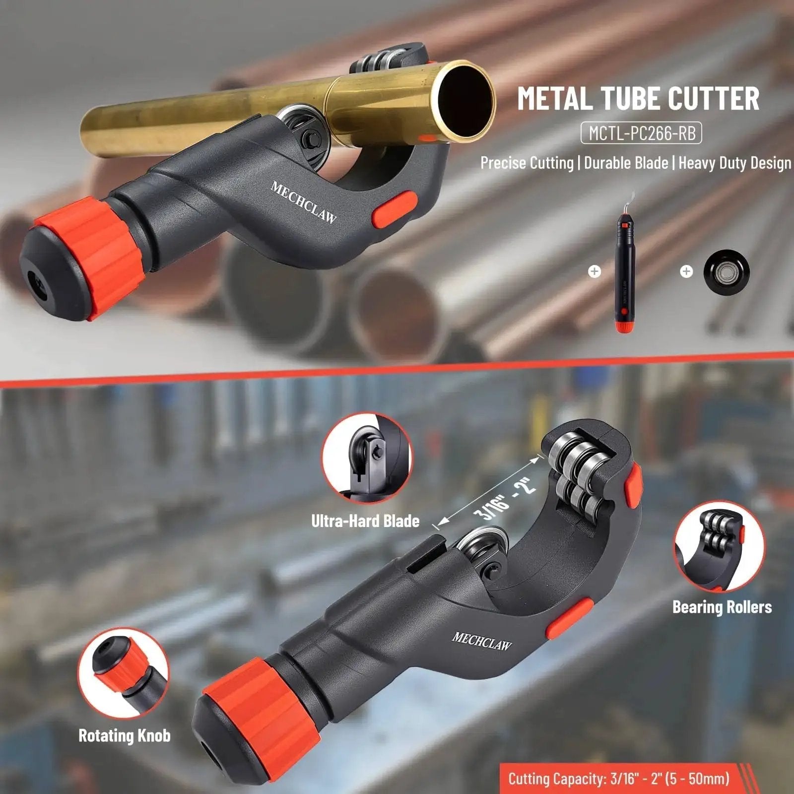 Heavy Duty Tube Cutter For Copper Iron Aluminum And Stainless Steel Pipes Cuts From Three Sixteenths To Two Inches Outer Diameter