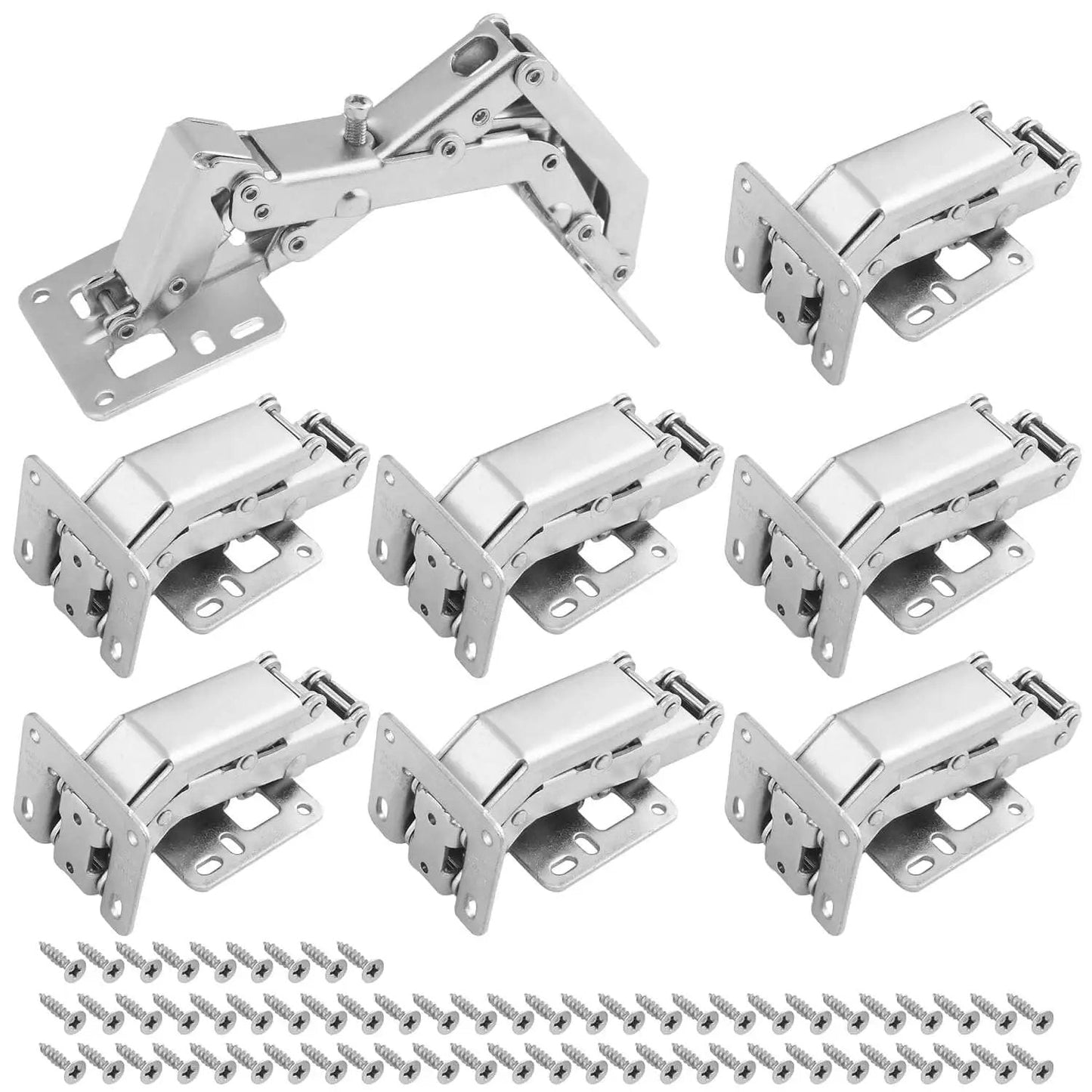 Frameless Cabinet Door Hinges Kit With Soft Close Hydraulic 170 Degree Adjustable Mounting 4 Pairs Heavy Duty Solid Steel