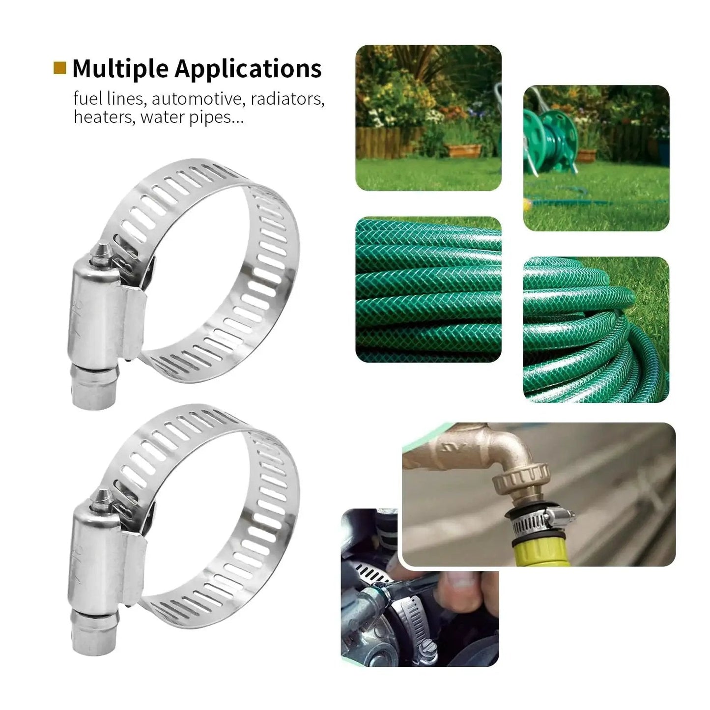 Heavy Duty Pro Grade Stainless Steel Hose Clamp Set, 25 Pcs, 304 Pro Grade, fits 3/4 to 1-1/4 inch pipes, adjustable, corrosion resistant