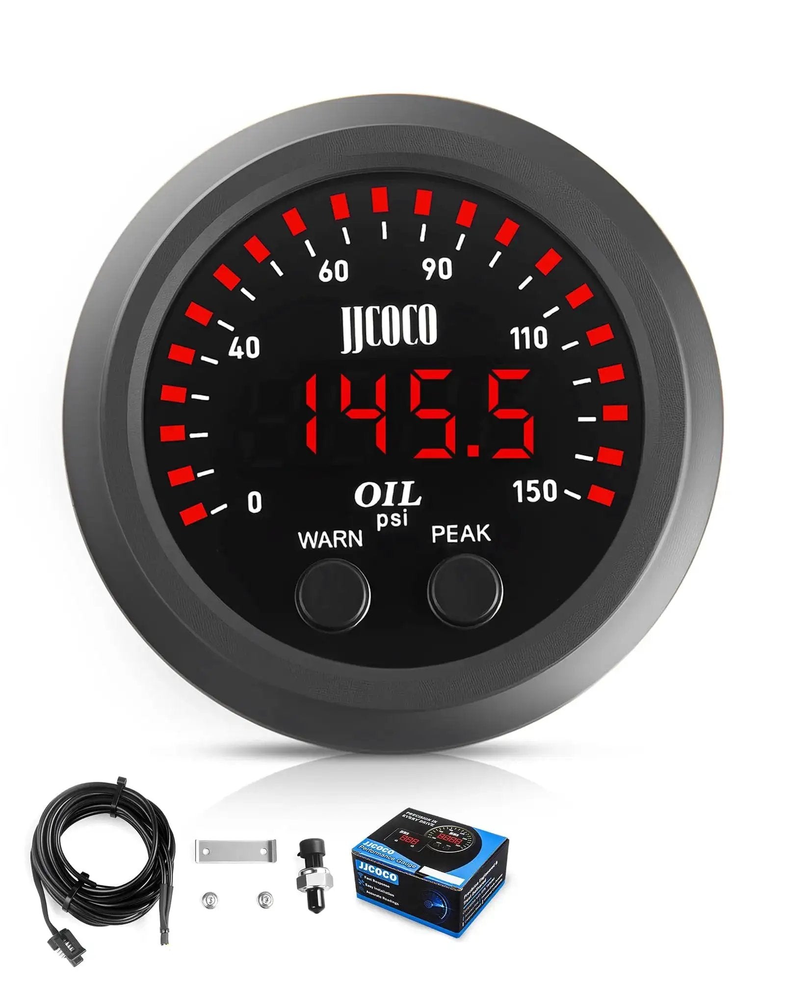 Digital LED Oil Pressure Gauge Kit With 0 To 150 PSI Range Digital Red LED Readout For Fast Clear Readings For Gearheads In Day Or Night 1
