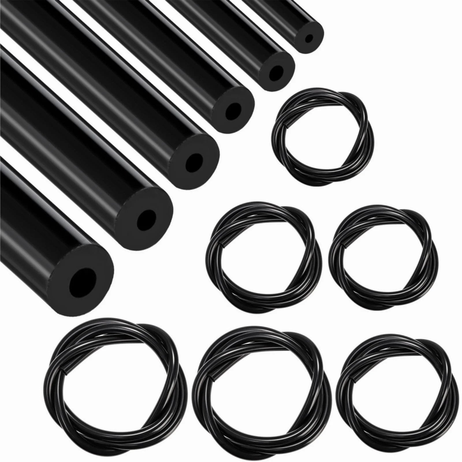 Six Piece Silicone Vacuum Hose Kit With Five Foot Lengths In One Eighth Inch, Five Thirty Second Inch, Three Sixteenth Inch, One Quarter Inch, Five Sixteenth Inch And Three Eighth Inch For High Temp Water Air Transfer And Vehicle Radiator Use By ZAVOOS.