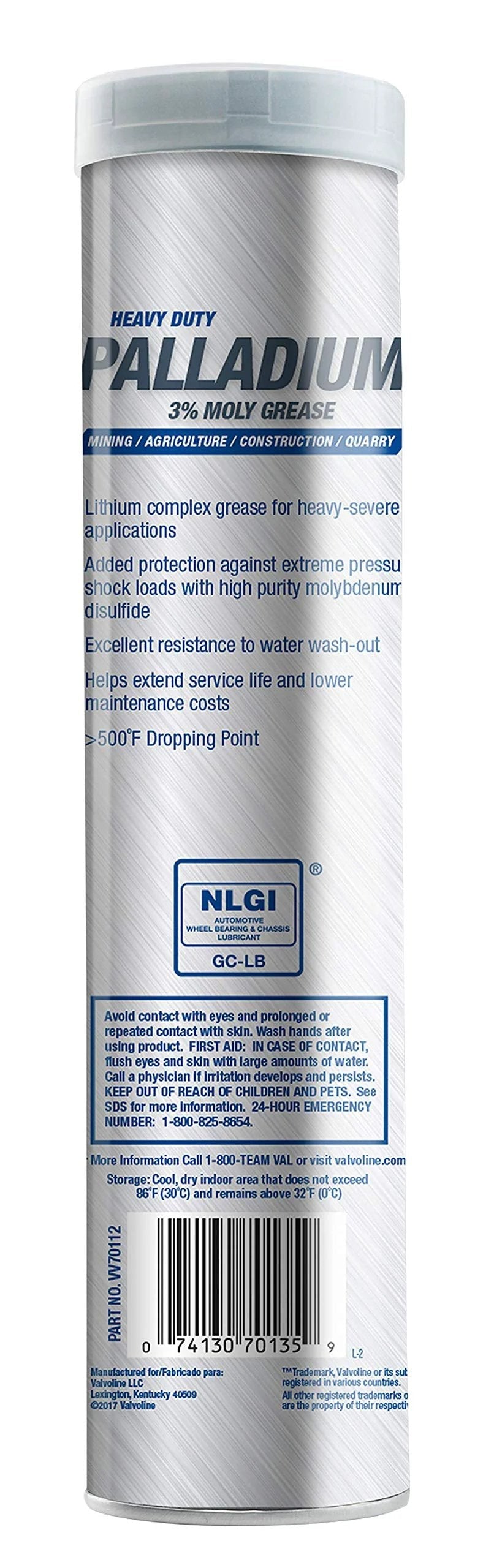 Heavy Duty Lithium Complex Grease Palladium Number Two With Three Percent Moly For Extreme Pressure Applications 14 Point One Ounce Cartridge
