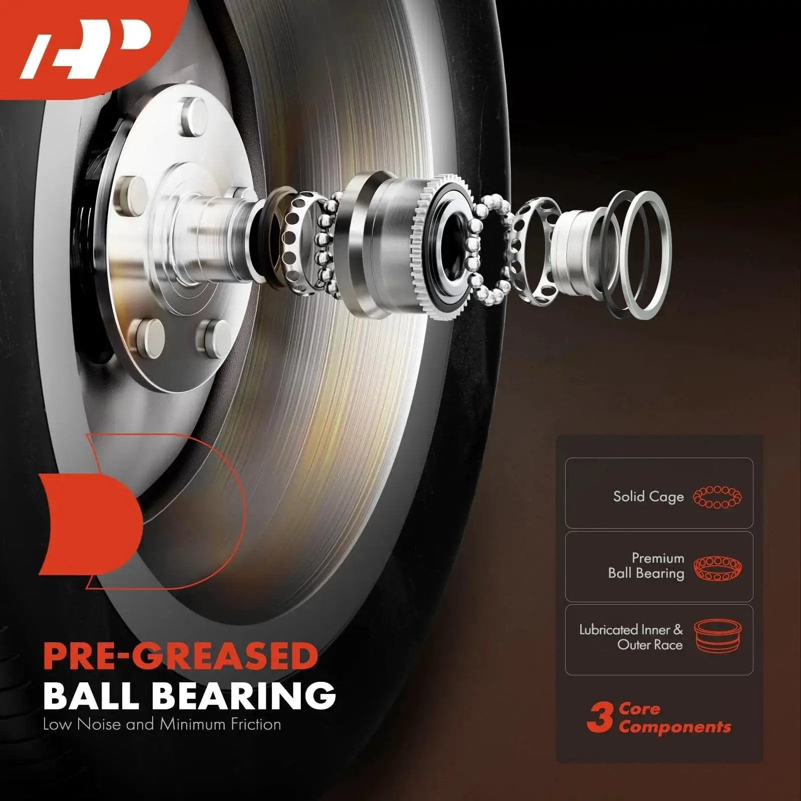 Rear Wheel Bearing And Hub Assembly Set For Nissan Versa And Kicks 2020-2024 4 Lug 2 Pack Fits Rear Driver And Passenger Sides With Speed Sensor Included By A-Premium, pre-greased ball bearing components visible