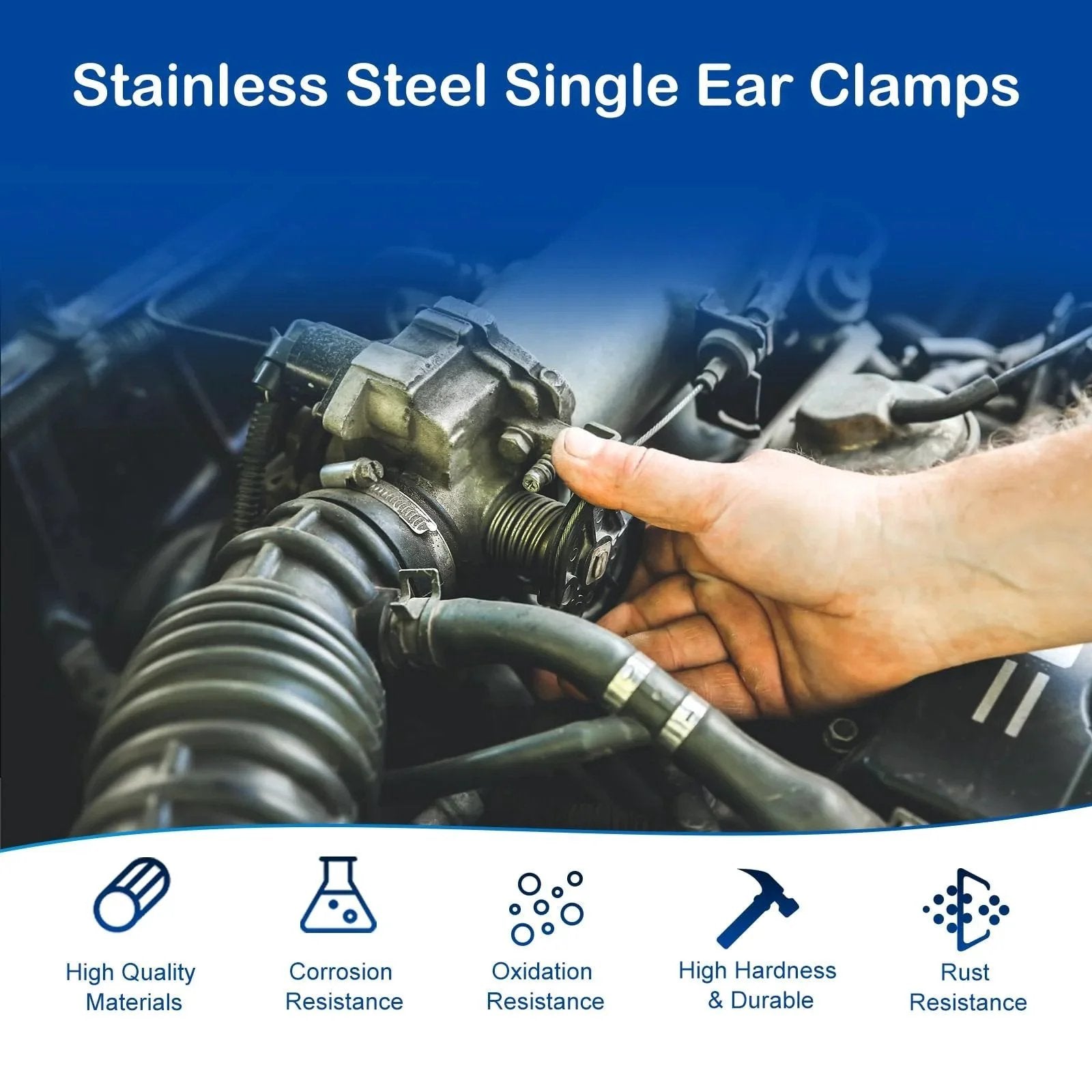 Automotive application of 55 Pcs Single Ear Hose Clamps 10.8mm To 13.3mm 304 Stainless Steel Crimp Clamps Ear Clamp Pinch Clamp Stepless Hose Clamp