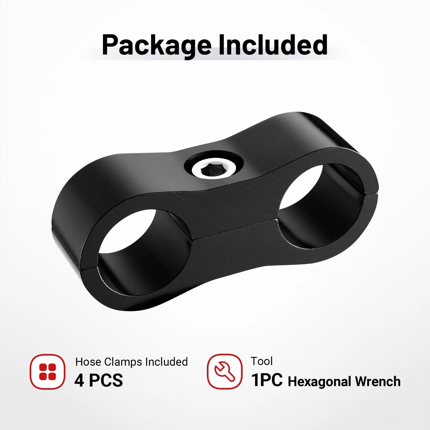 6AN Hose Separator Clamp Set For AN6 Fuel Lines Aluminum Black 6061-T6 Mounting Clips Durable Aluminum with hexagonal wrench