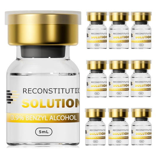 10 Pack Of 5 mL Reconstitution Vials In Premium Glass For Ultra Clean Triple Sealed Reliability Ideal For Routine Lab Use And Parallel Testing Includes 50 mL Total Supply