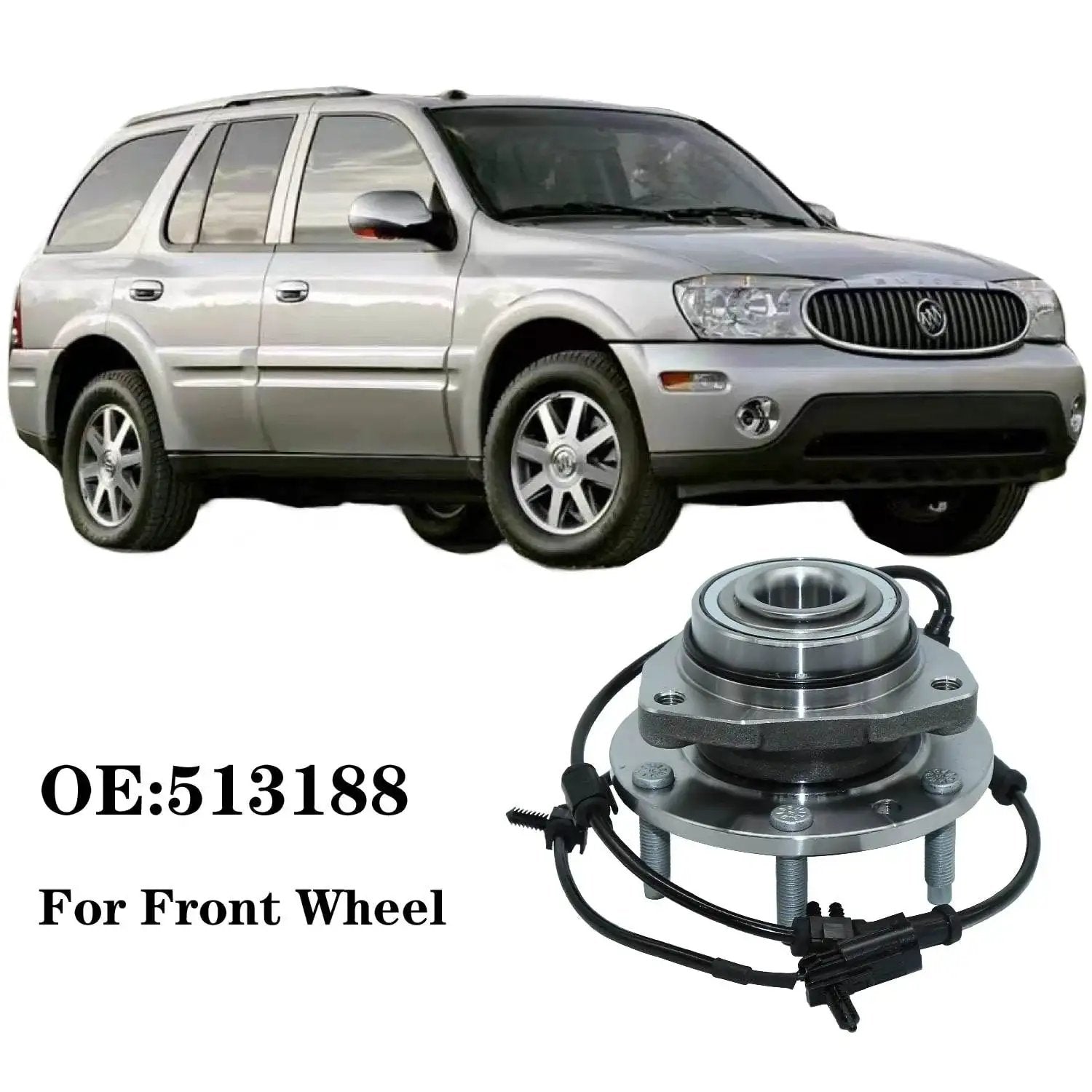 Front Wheel Bearing And Hub Assembly With ABS For 6 Lug Vehicles Fits Chevy Trailblazer 2002 To 2009, Chevy SSR 2003 To 2006, GMC Envoy