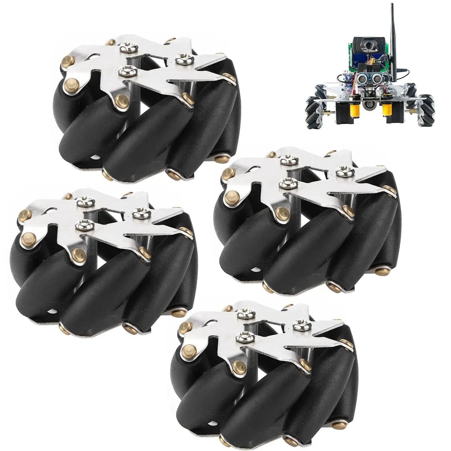 4 Pieces 48mm Steel Mecanum Wheel Set For Robot Car Left And Right Independent Drive 8 Roller Design