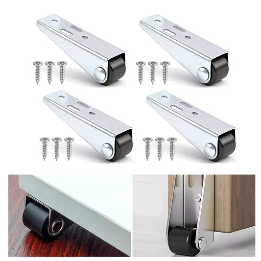 4 Pack Door Droop Support Wheels Set For Sliding Doors Cabinets And Furniture Stability Stainless Steel And Nylon Bottom Track Pulleys