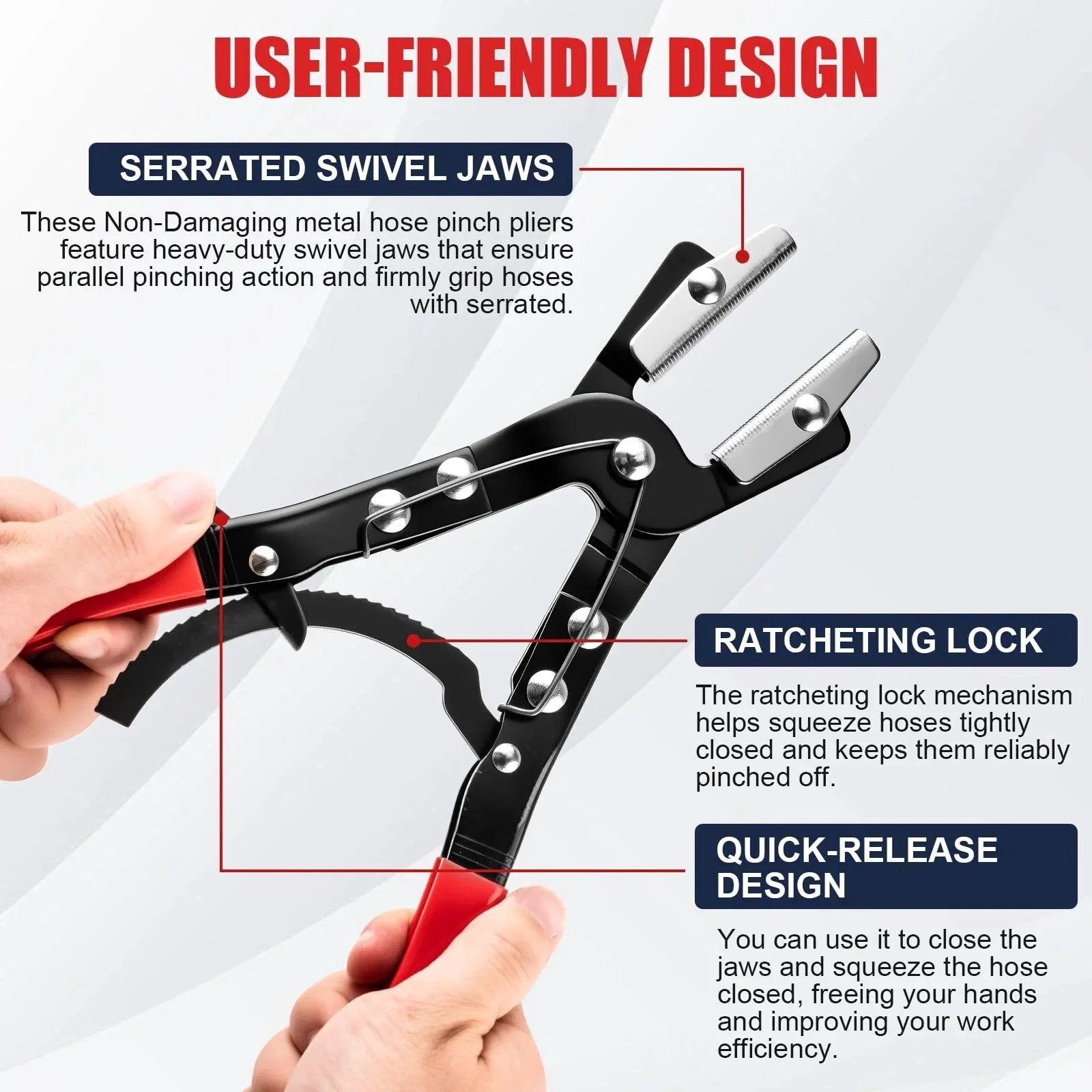 Three Piece Ratchet Hose Pinch Off Pliers Set With 8 Inch 10 Inch And 12 Inch Locking Fuel Line Pliers for automotive use