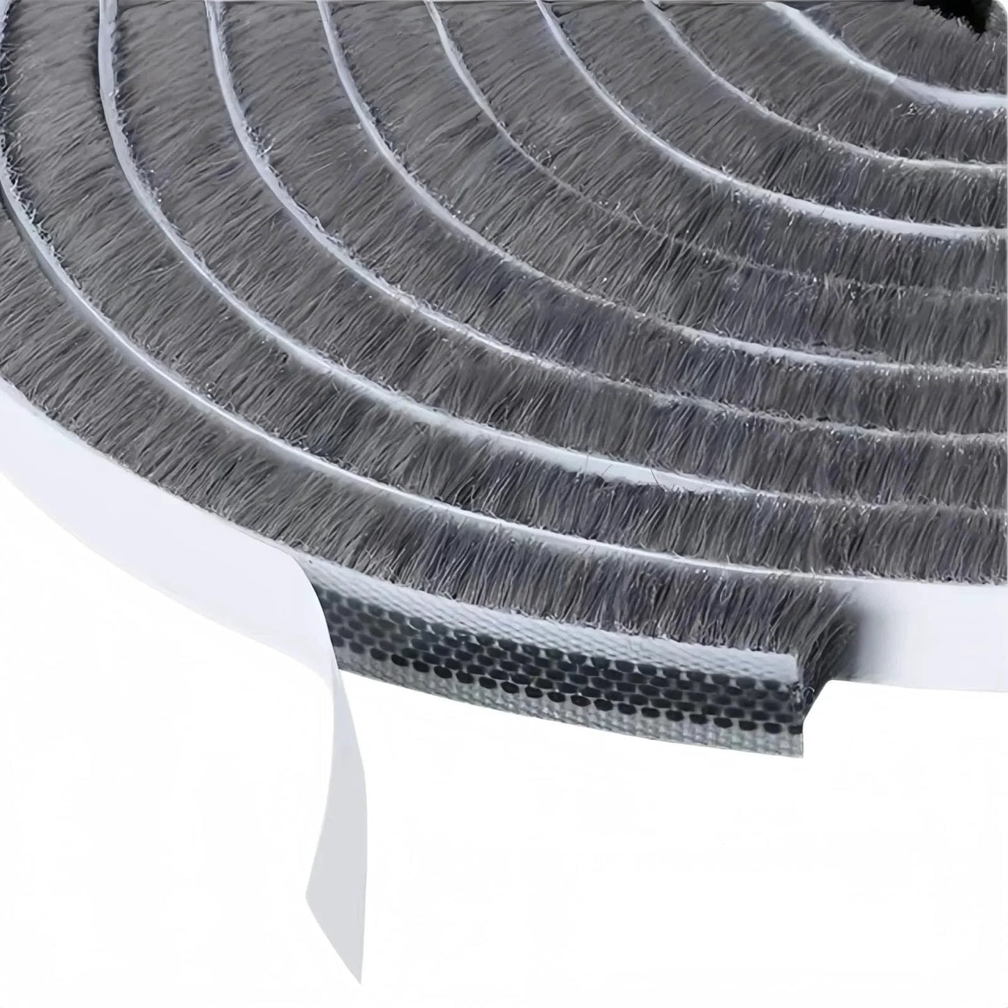 Weather Stripping Door Seal For Exterior Doors And Windows, 33 Ft Self Adhesive Winter Insulation Strip, gray brush roll