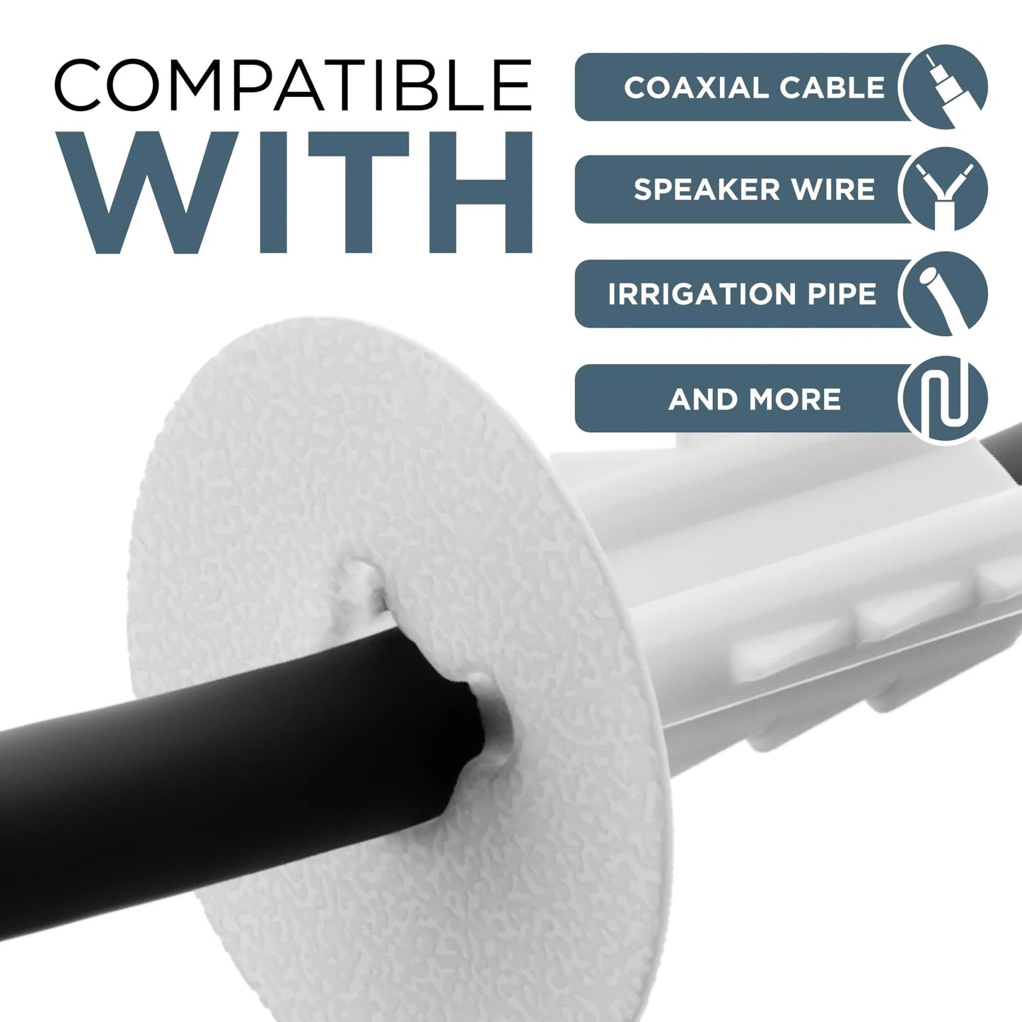 Single Feed-Through Bushing For RG6 Coaxial Cable Indoor Outdoor Passthrough And Wall Grommet White 10 Pack
