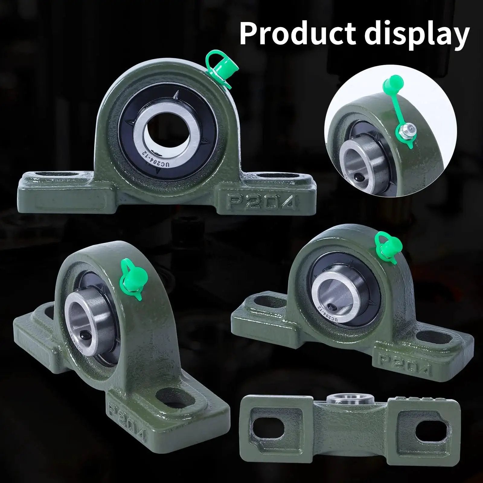 Heavy Duty And Tough As Nails Pillow Block Bearing For Three Quarter Inch Shafts And Two Hole Mount UCP204-12 displayed