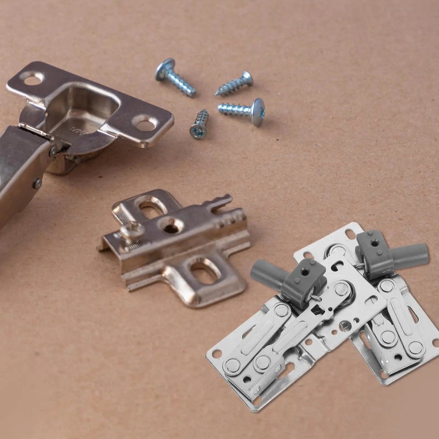 45 Degree Flip Down Soft Close Cabinet Hinges With Spring Damping For Wooden Furniture Doors Hydraulic Pivot Hinges For Storage Beds And Kitchen Cabinets 1 Pair Quiet Smooth Close And Easy Install with screws on brown surface