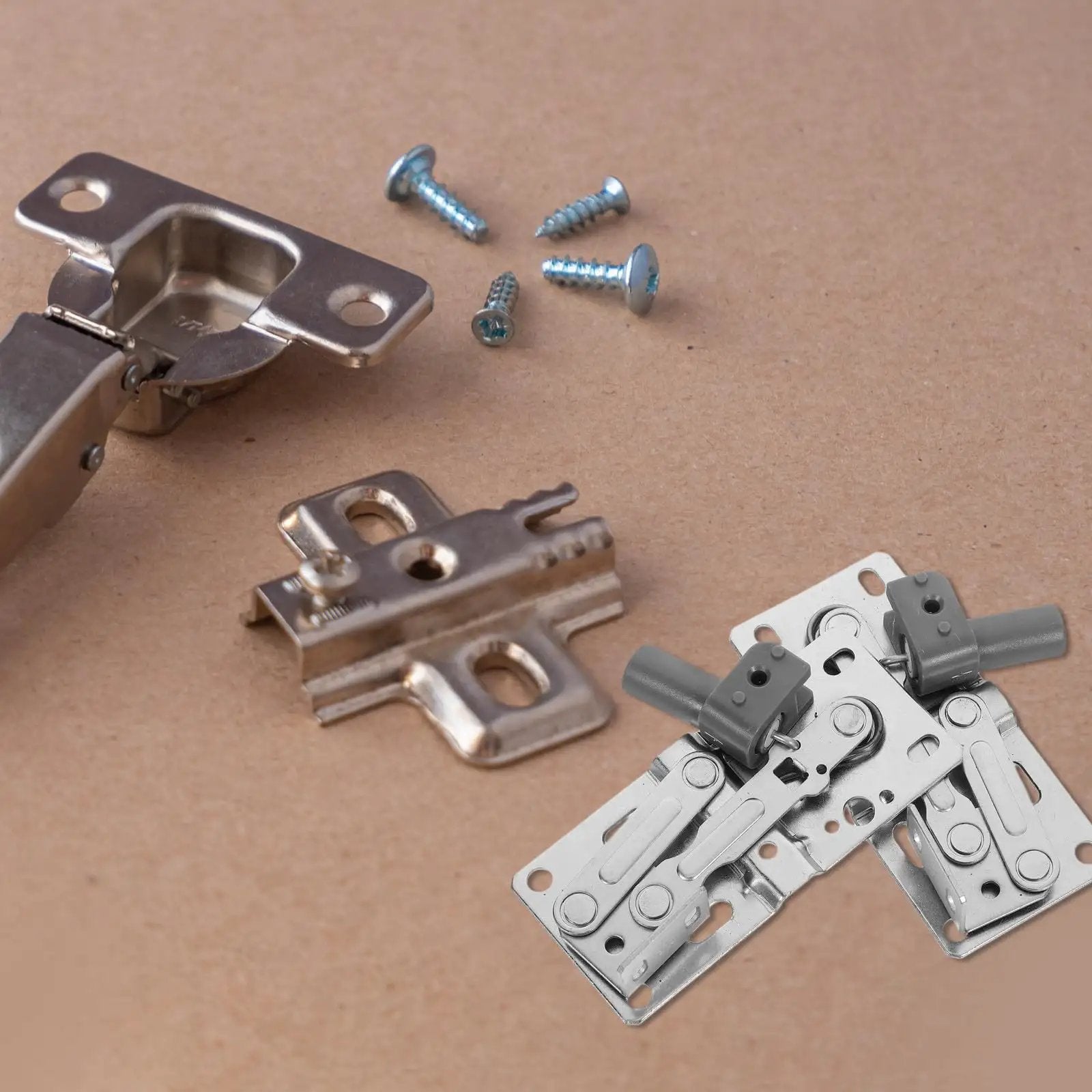 45 Degree Flip Down Soft Close Cabinet Hinges With Spring Damping For Wooden Furniture Doors Hydraulic Pivot Hinges For Storage Beds And Kitchen Cabinets 1 Pair Quiet Smooth Close And Easy Install with screws on brown surface