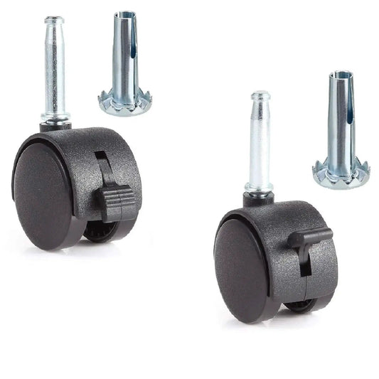 2 Pack Locking Swivel Caster Replacement Wheels For Weber Gas Grill Stem Casters 2.5 Inch Twin Wheel Rubber Caster Wheels With Friction Mount 5/16 X 1-1/2 Inch Pin Stem 55-Lb Load Capacity Per Caster Easy Install