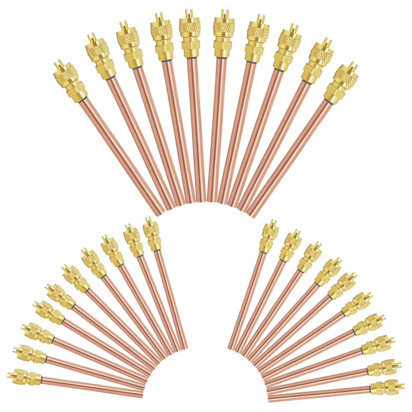Image of HVAC Schrader Access Service Valve Kit 30-Piece for Air Conditioner Charge With One Quarter Inch SAE to One Quarter Inch Outer Diameter