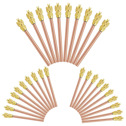 Image of HVAC Schrader Access Service Valve Kit 30-Piece for Air Conditioner Charge With One Quarter Inch SAE to One Quarter Inch Outer Diameter