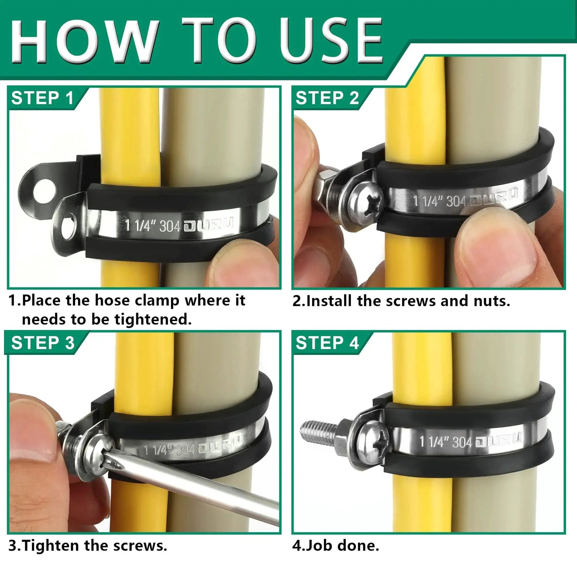 Installation steps for Stainless Steel 3 By 8 Inch Cable Clamps 30Pcs Rubber Coated Cushioned Insulated