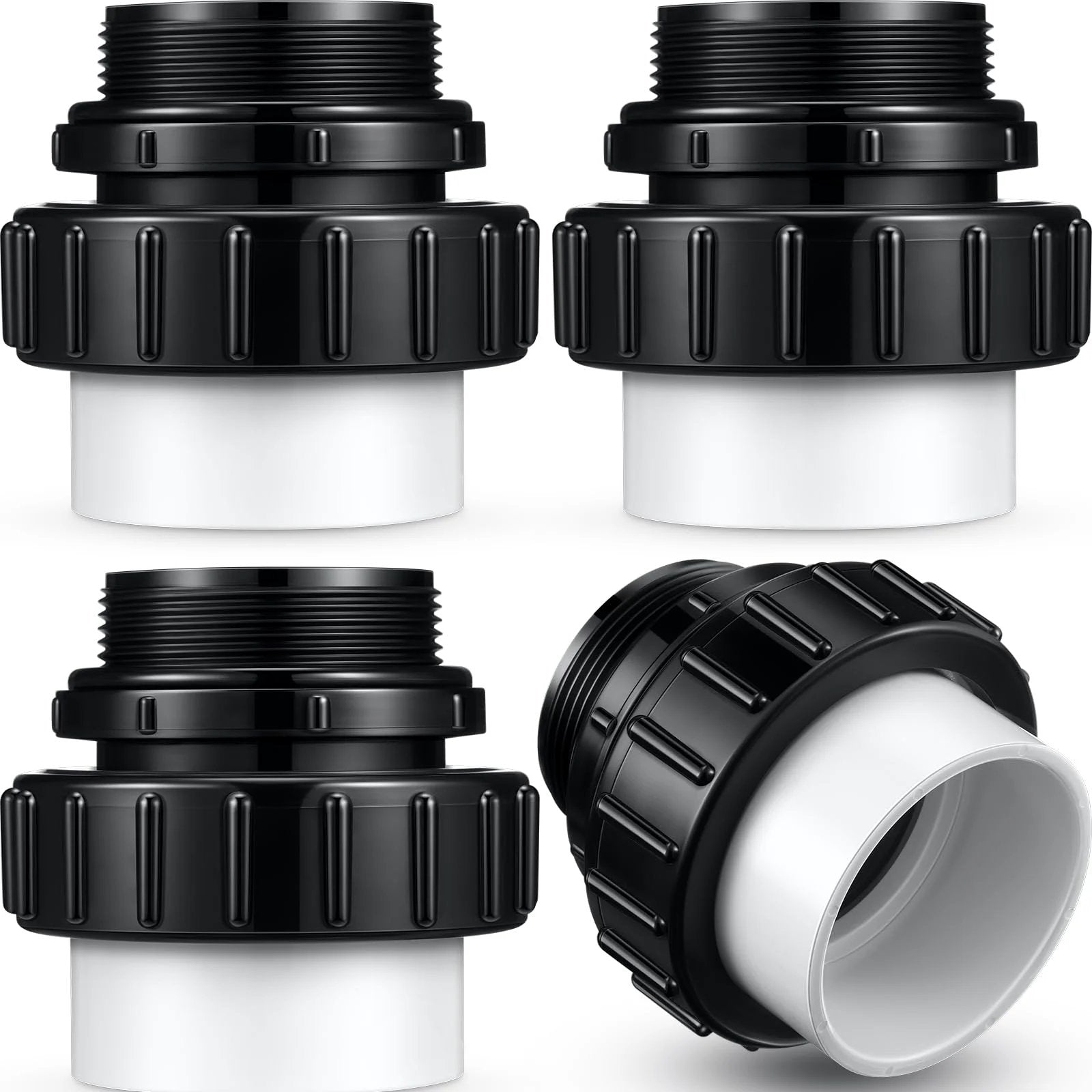 Hi Temp Unions 4 Pack For 2 Inch MIP Threads Pool Pumps With 2 Inch PVC Slip Socket Ends Compatible With Pentair Whisperflo And Intelliflo Pumps Briwooody